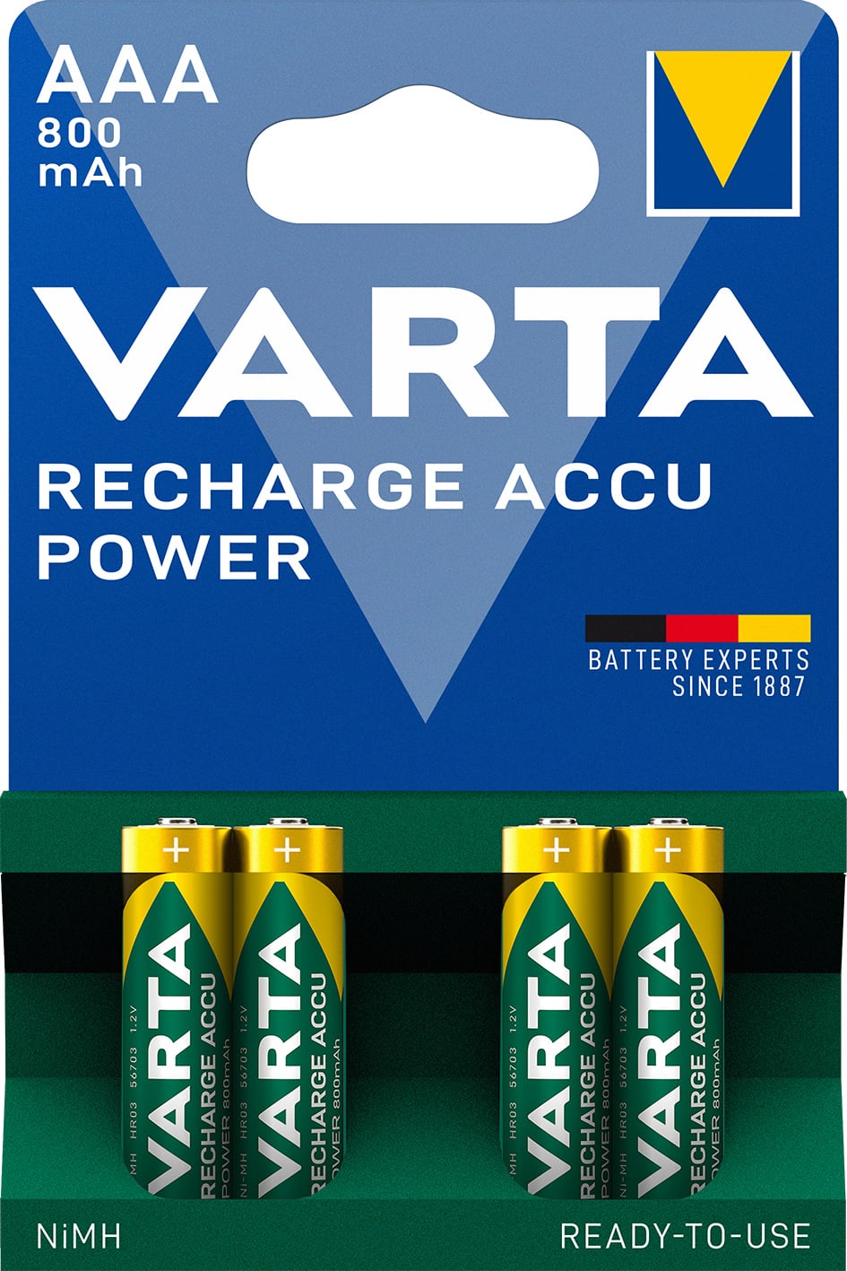Blister 4 Batterie Ricaricabili Mini Stilo AAA 800 mAh