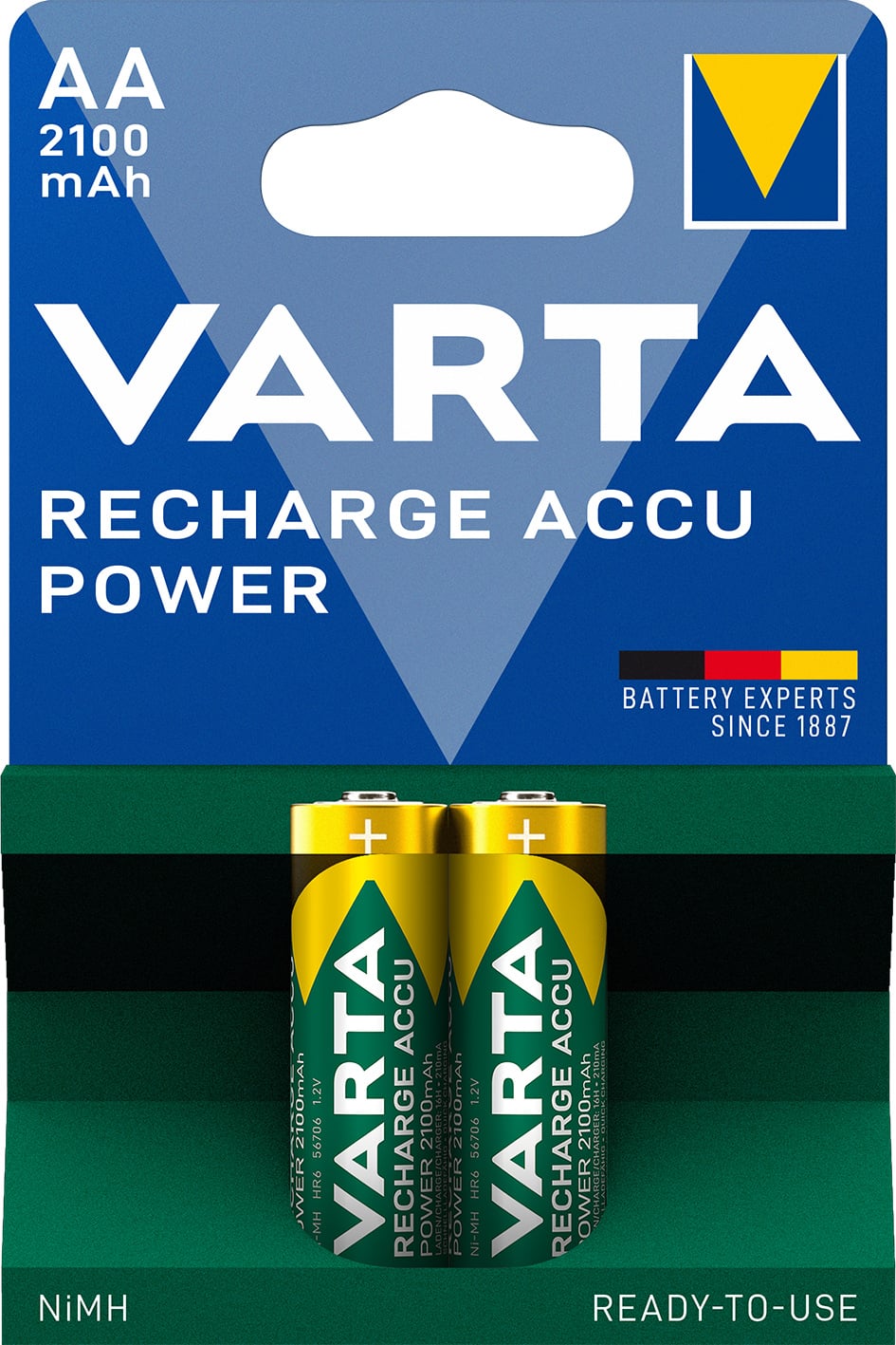 Blister 2 Batterie Ricaricabili Stilo AA 2100 mAh