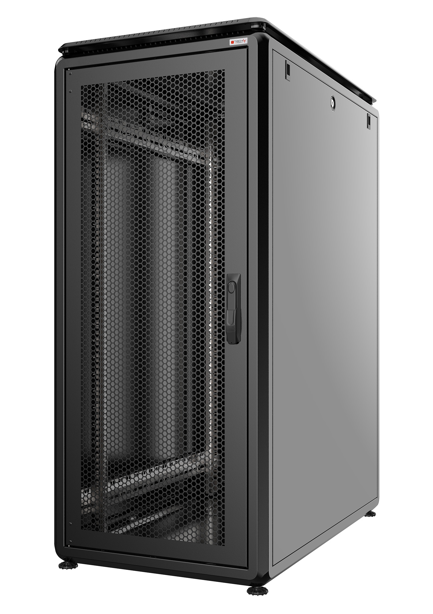 Solido armadio rack a pavimento caratterizzato da una struttura robusta e da una manifattura rispondente a elevati standard qualitativi. La robustezza della struttura si unisce ad un design unico e innovativo, studiato nel minimo dettaglio per garantire l