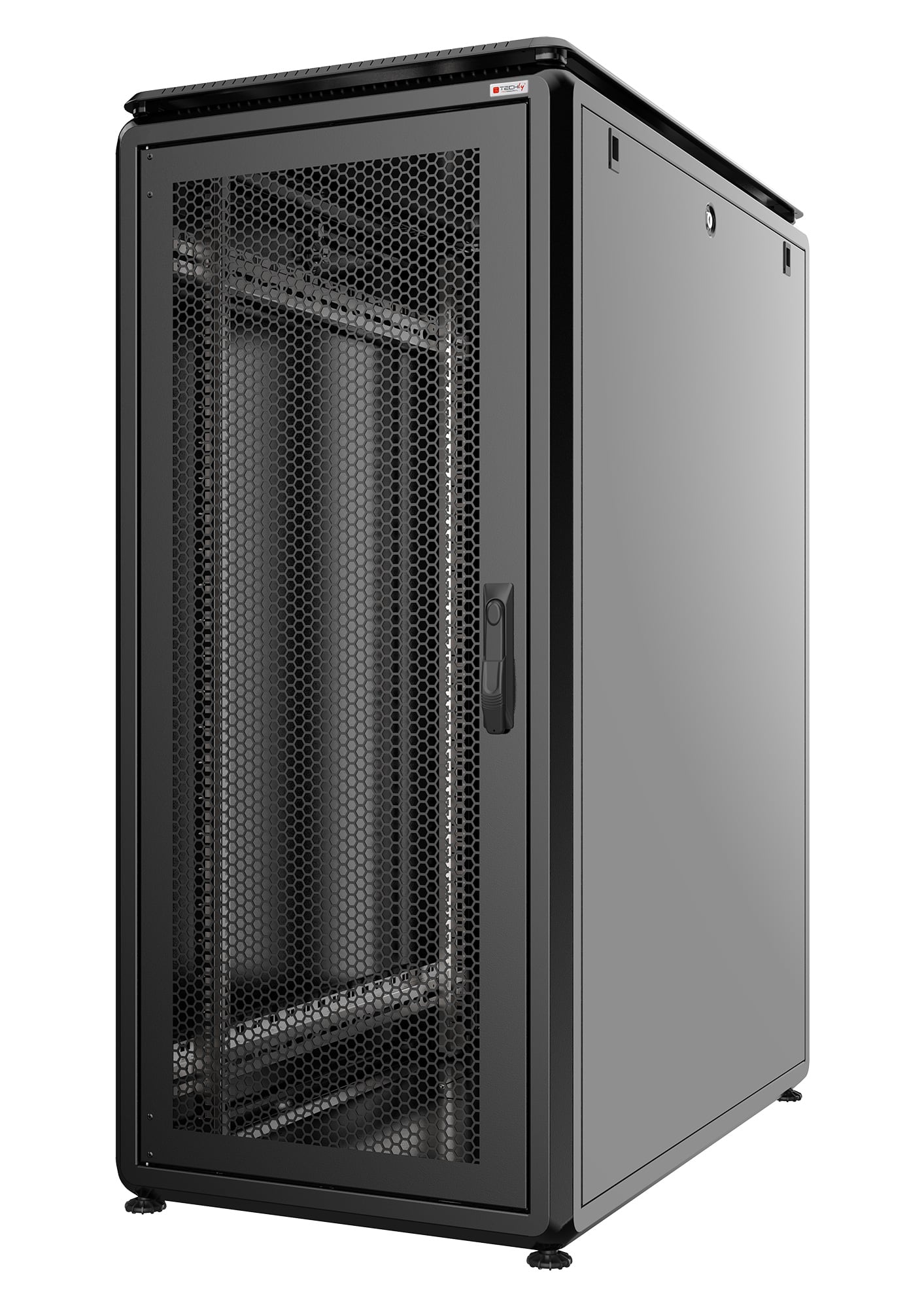 Solido armadio rack a pavimento caratterizzato da una struttura robusta e da una manifattura rispondente a elevati standard qualitativi. La robustezza della struttura si unisce ad un design unico e innovativo, studiato nel minimo dettaglio per garantire l