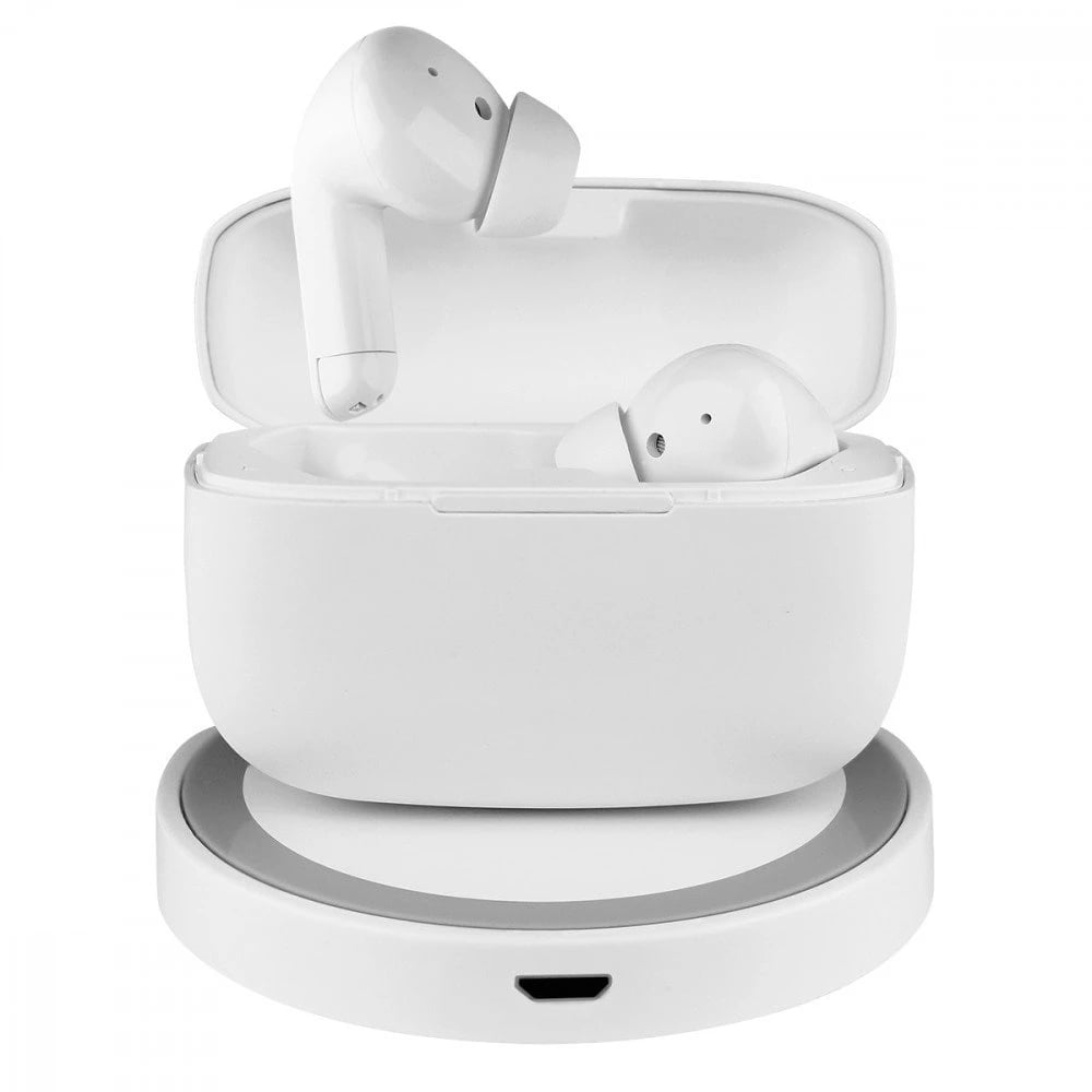 Cuffie Auricolari TWS Jive con Custodia di Ricarica USB-C™ e Pad Caricatore a Induzione Bianco
