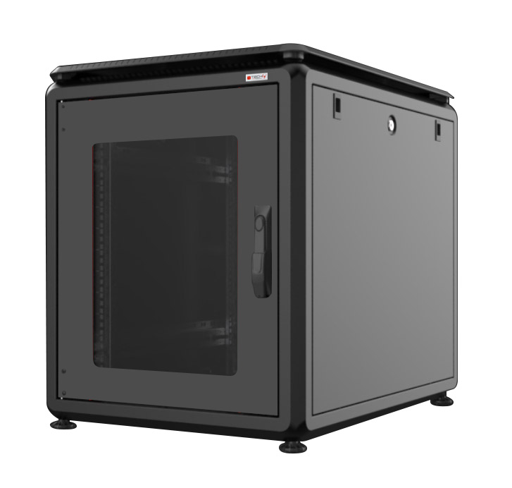 Armadio rack a pavimento robusto caratterizzato da una struttura robusta con pannelli velocemente removibili e porte facilmente reversibili. Il design lineare e moderno non trascura l’aspetto estetico reso unico dai profili di colore rosso. Pienamente com
