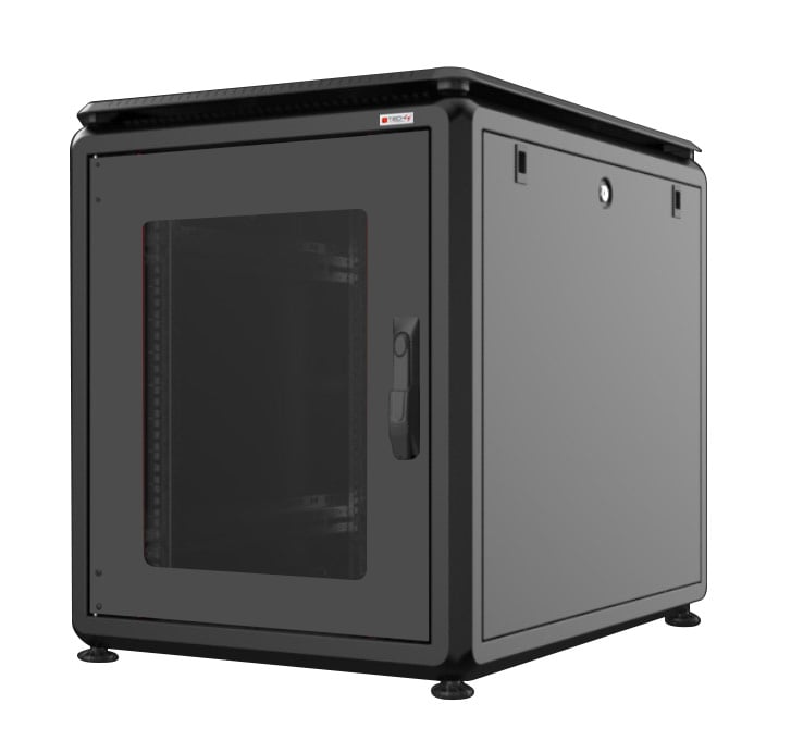 Armadio rack a pavimento robusto caratterizzato da una struttura robusta con pannelli velocemente removibili e porte facilmente reversibili. Il design lineare e moderno non trascura l’aspetto estetico reso unico dai profili di colore rosso. Pienamente com