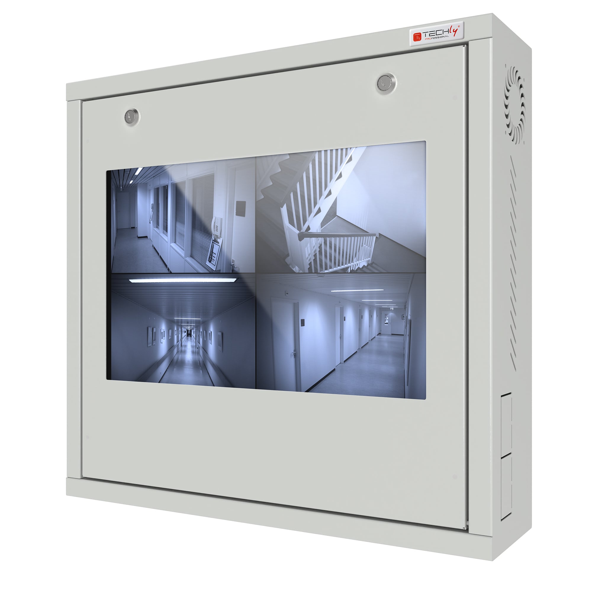 L armadietto ICRLIM08W2S è studiato per mettere in sicurezza il vostro sistema di videosorveglianza da accessi non autorizzati; permette infatti di alloggiare al suo interno un videoregistratore e un monitor, ma anche piccoli switch grazie alla sta