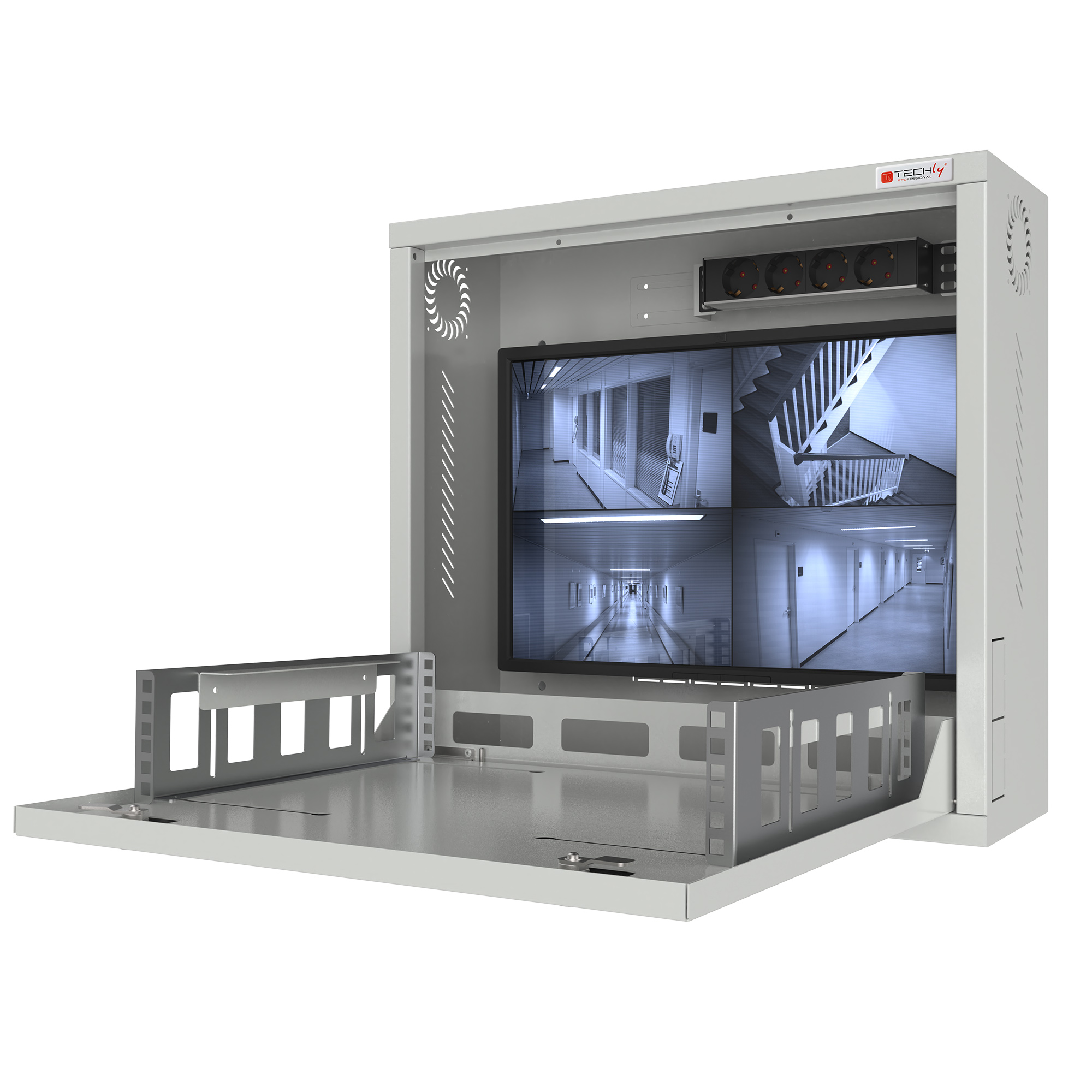 L armadietto ICRLIM08W2D è studiato per mettere in sicurezza il vostro sistema di videosorveglianza da accessi non autorizzati; permette infatti di alloggiare al suo interno un videoregistratore e un monitor, ma anche piccoli switch grazie alla sta