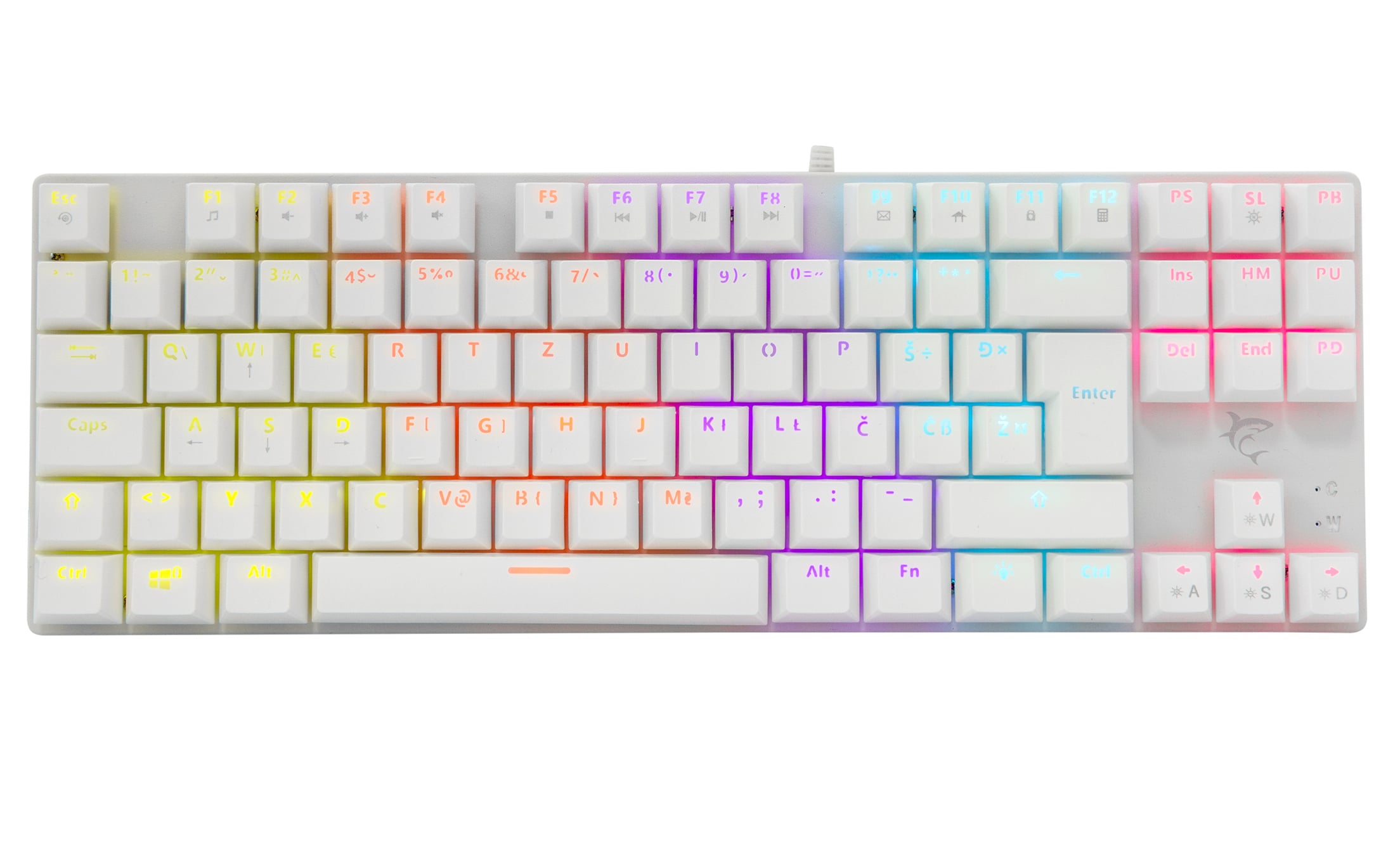 Tastiera Gaming Meccanica USB Anti Ghosting Retroilluminazione LED RGB 87 Tasti Bianco, COMMANDOS