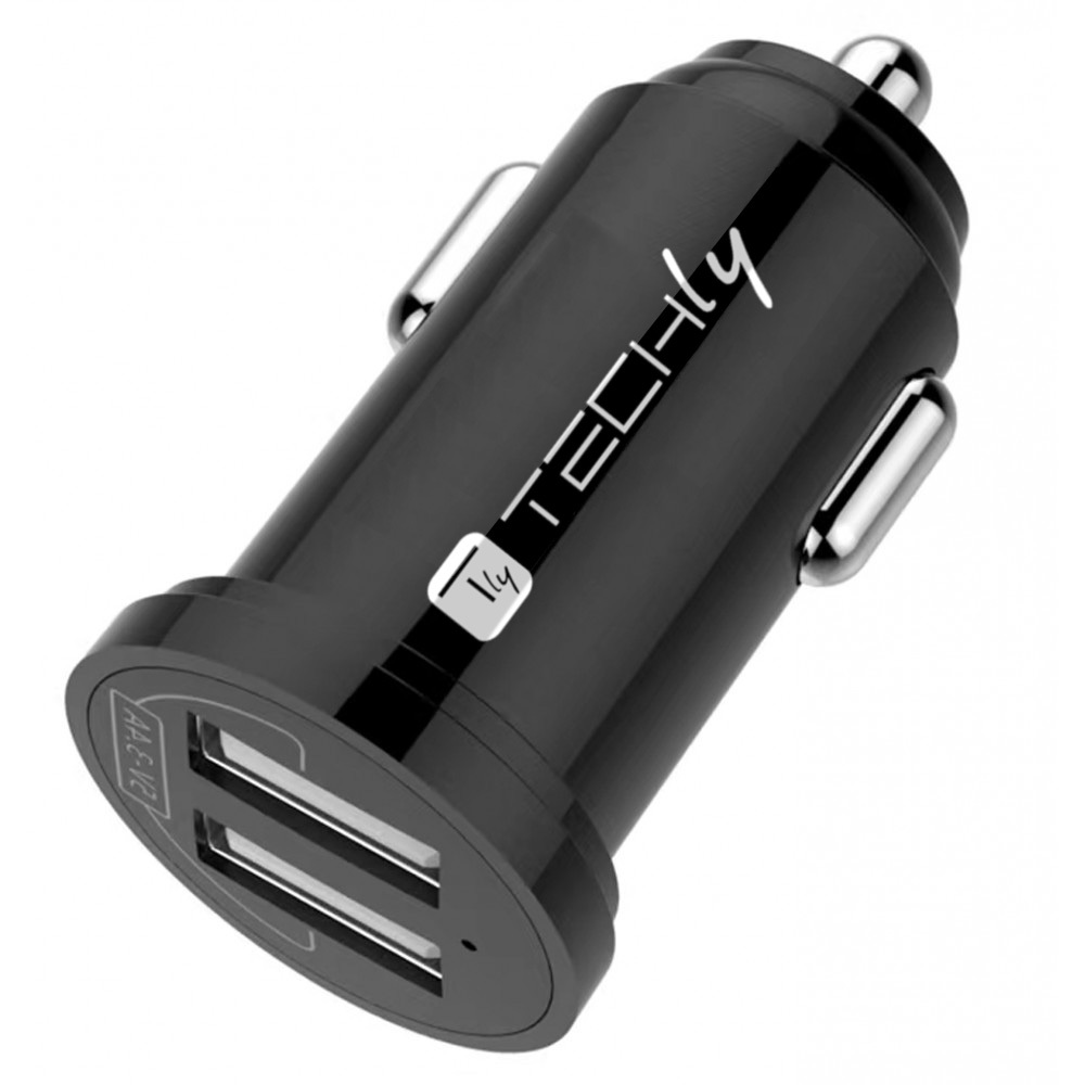 Mini Caricatore da Auto 2 Porte USB-A 12W/2.4A Nero
