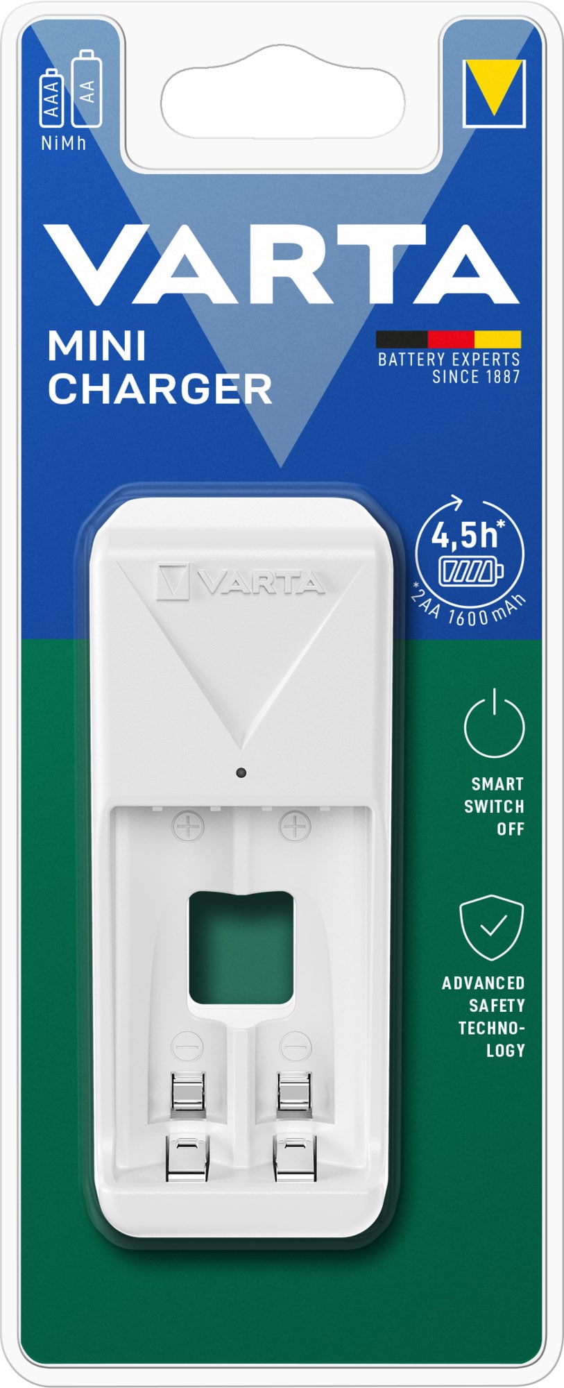 Caricabatterie Mini Charger per 2 Pile Stilo Ministilo AA/AAA