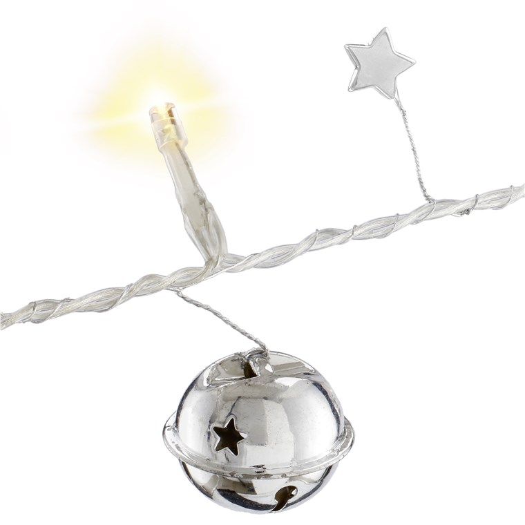 Stringa 10 LED Campanello IP20 Bianco Caldo a Batteria con Timer