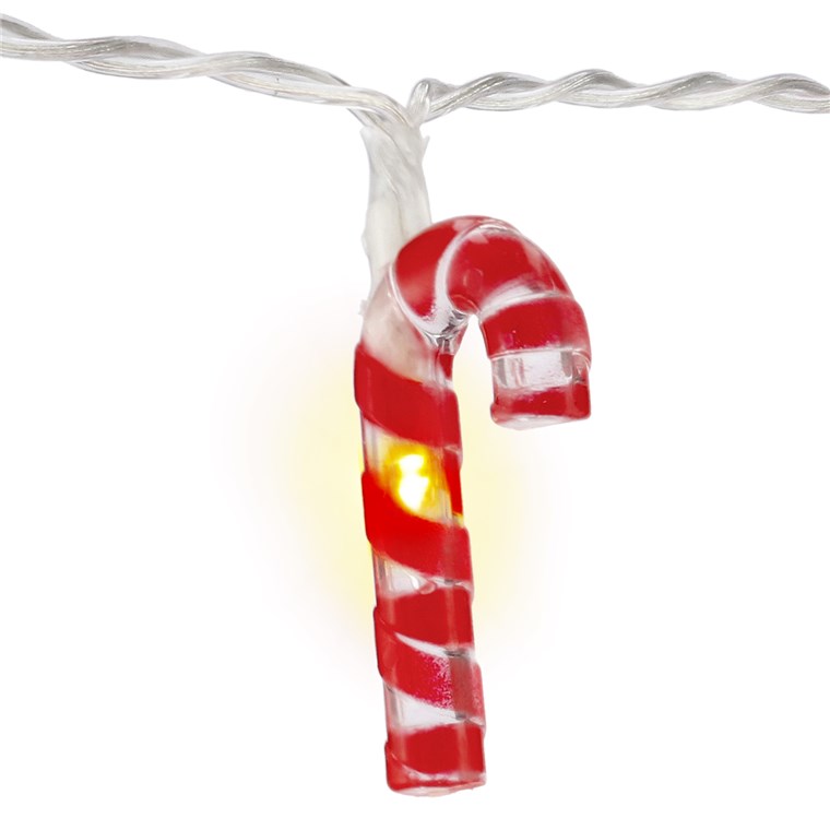 Stringa 10 LED Lecca lecca Natalizio IP20 Bianco Caldo a Batteria con Timer