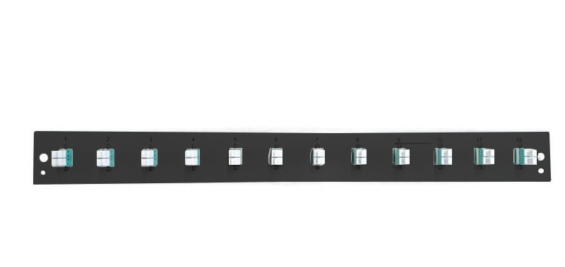 Pannello Frontale per Cassetto Ottico 1U 12 LC Duplex OM3 Nero