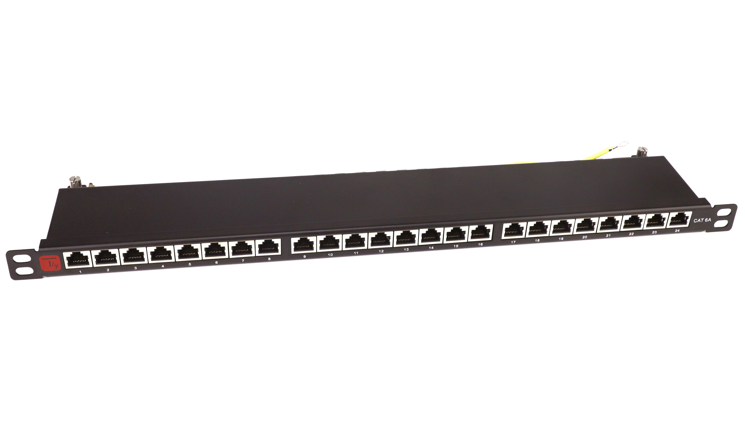 Pannello Patch STP 24 Posti RJ45 19'' 0.5U Cat.6A Nero