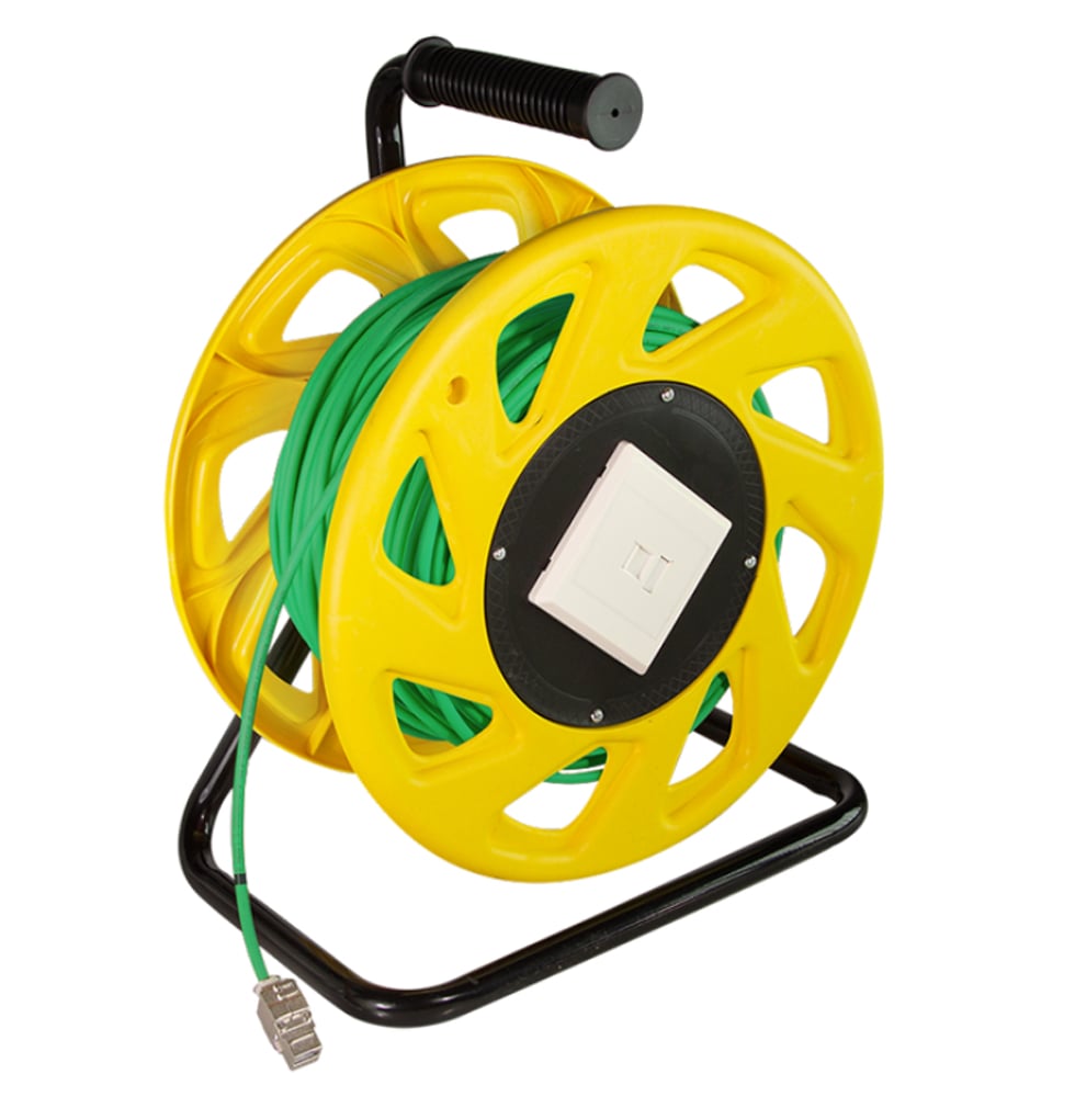 Cavo Patch Cat.7 Plug RJ45 S/FTP PUR con Avvolgicavo 60m Verde