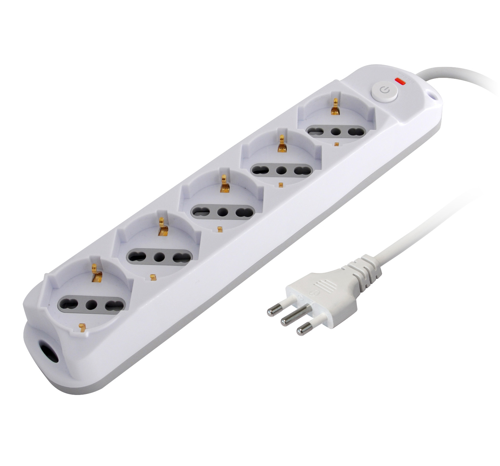 Presa Multipla a 5 Posti Italiana Bipasso/Schuko Spina 10A