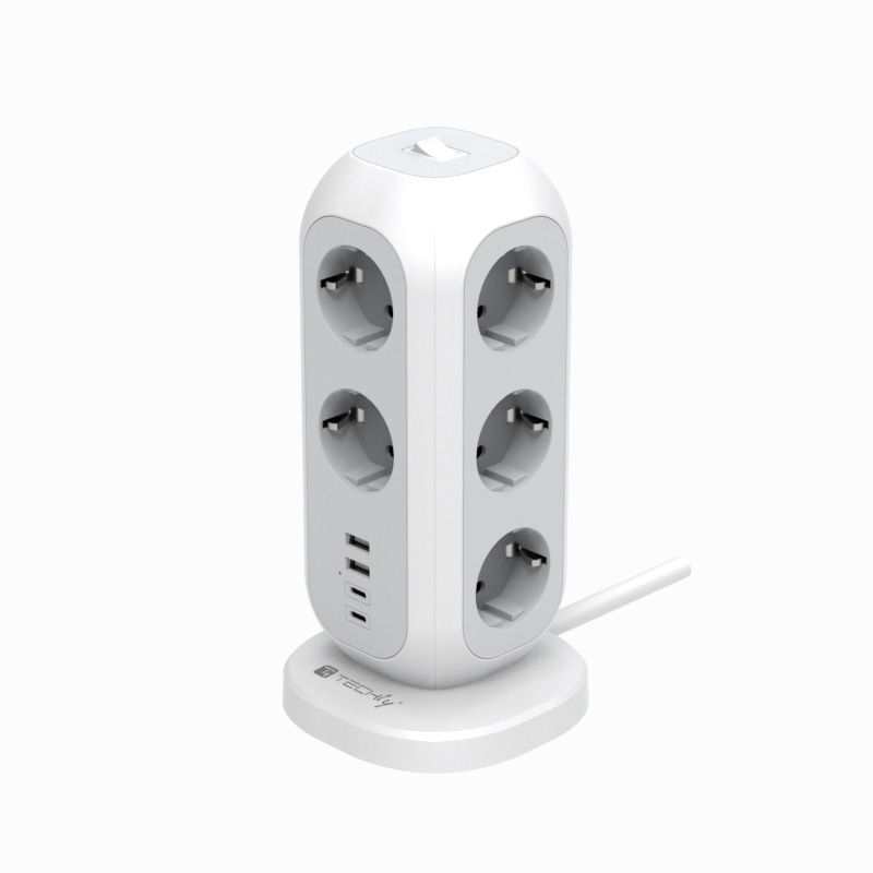 Multipresa da Tavolo Torretta di Alimentazione 11 Prese Schuko 2 USB-A e 2 USB-C™