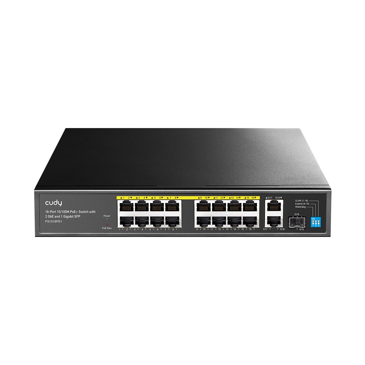 Switch PoE+ 10/100M a 16 Porte con 2GbE e 1 Porta SFP, FS1018PS1