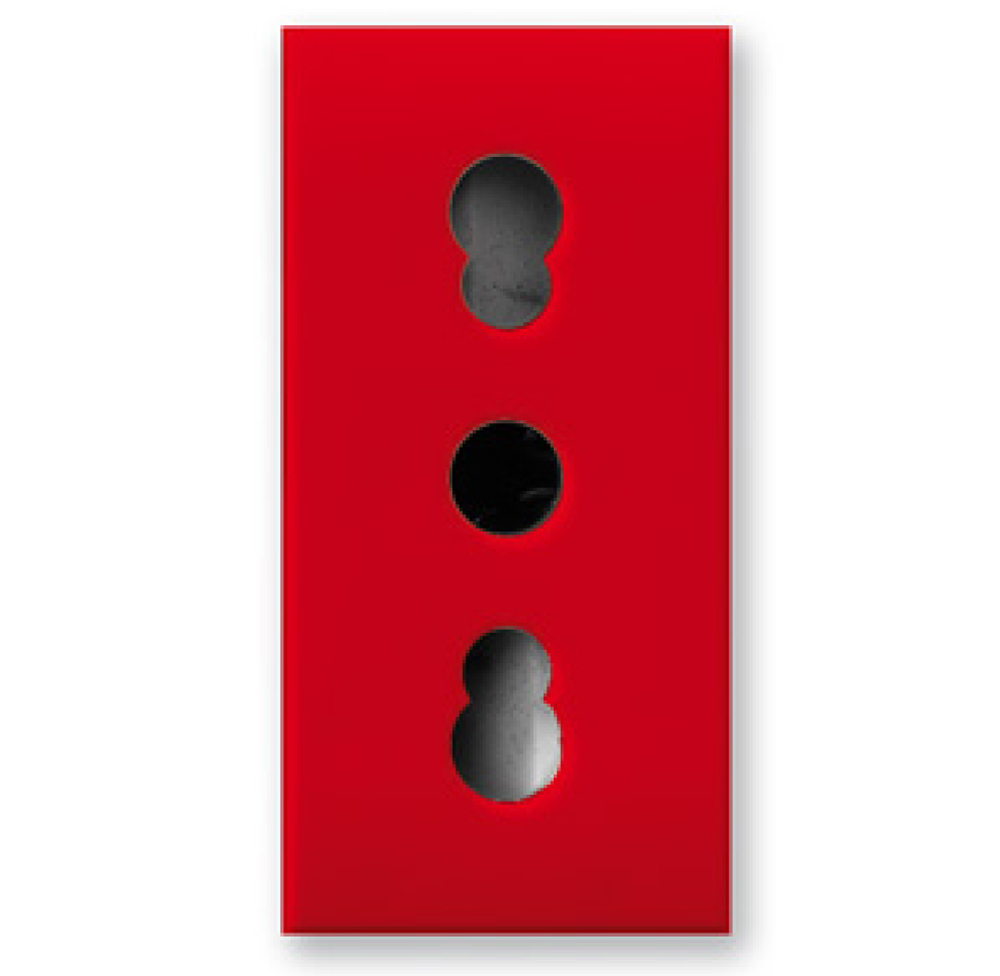 Presa Bipasso 2P+T 10/16A 250V S44 Rosso Lucido, 442006/15TSR