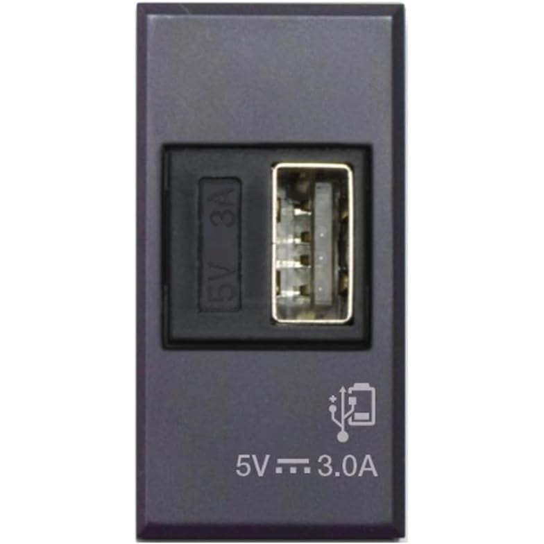 Tekla S44 Caricatore USB-A 3A 240V 1 Modulo Grigio Opaco, 445082USB3A