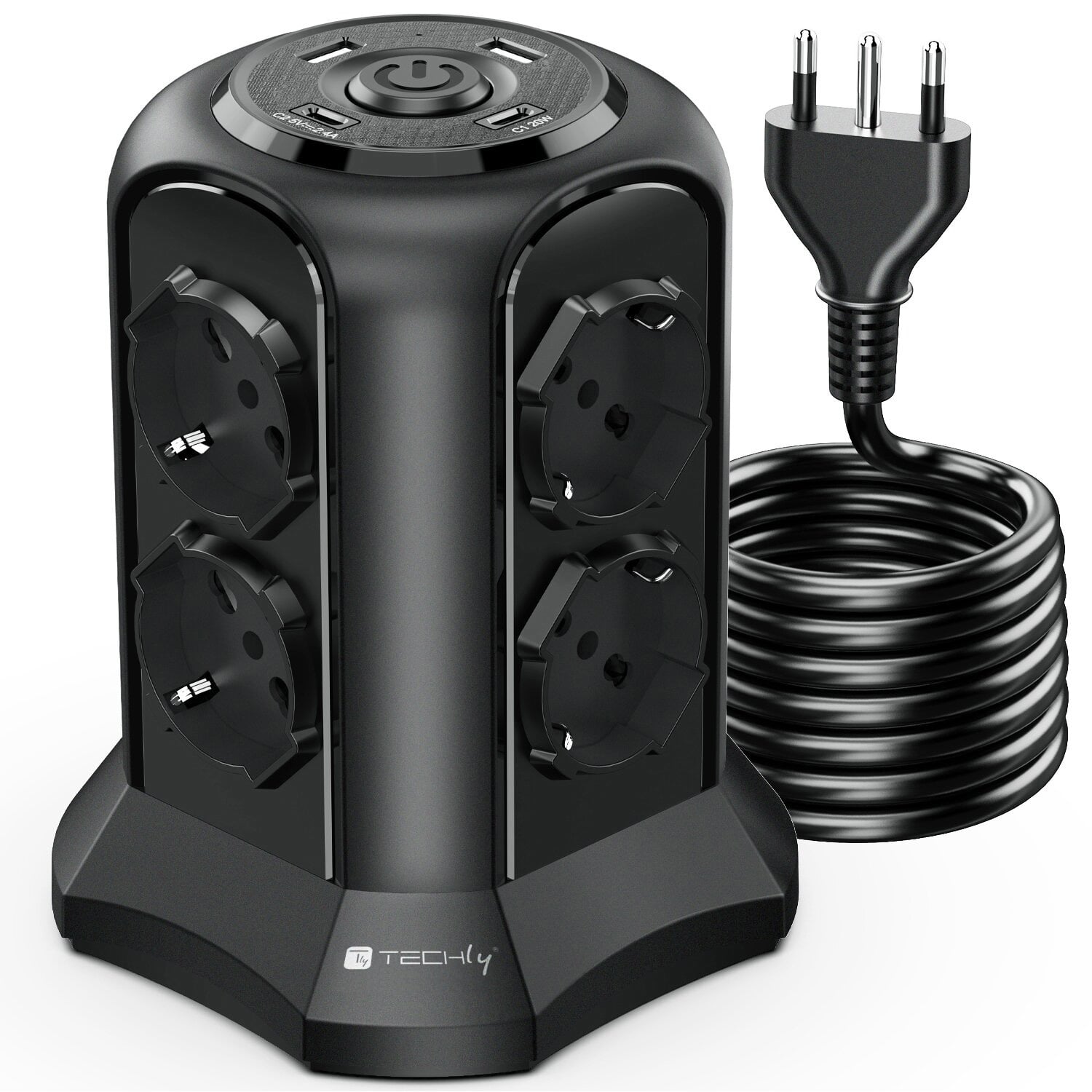 Multipresa da Tavolo a Torretta Salvaspazio 8 Posti Italiana Bipasso / Schuko 2 USB-A e 2 USB-C™