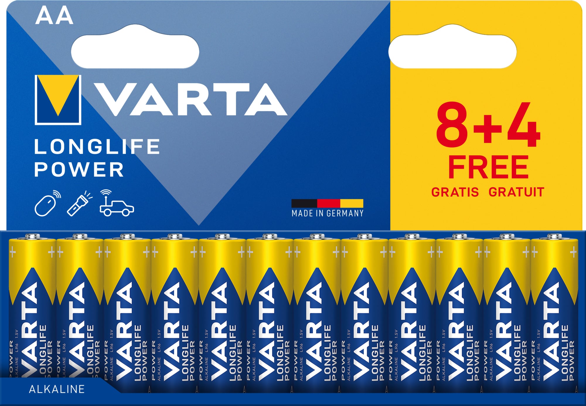 Confezione 12 Batterie Varta Longlife Power Stilo AA