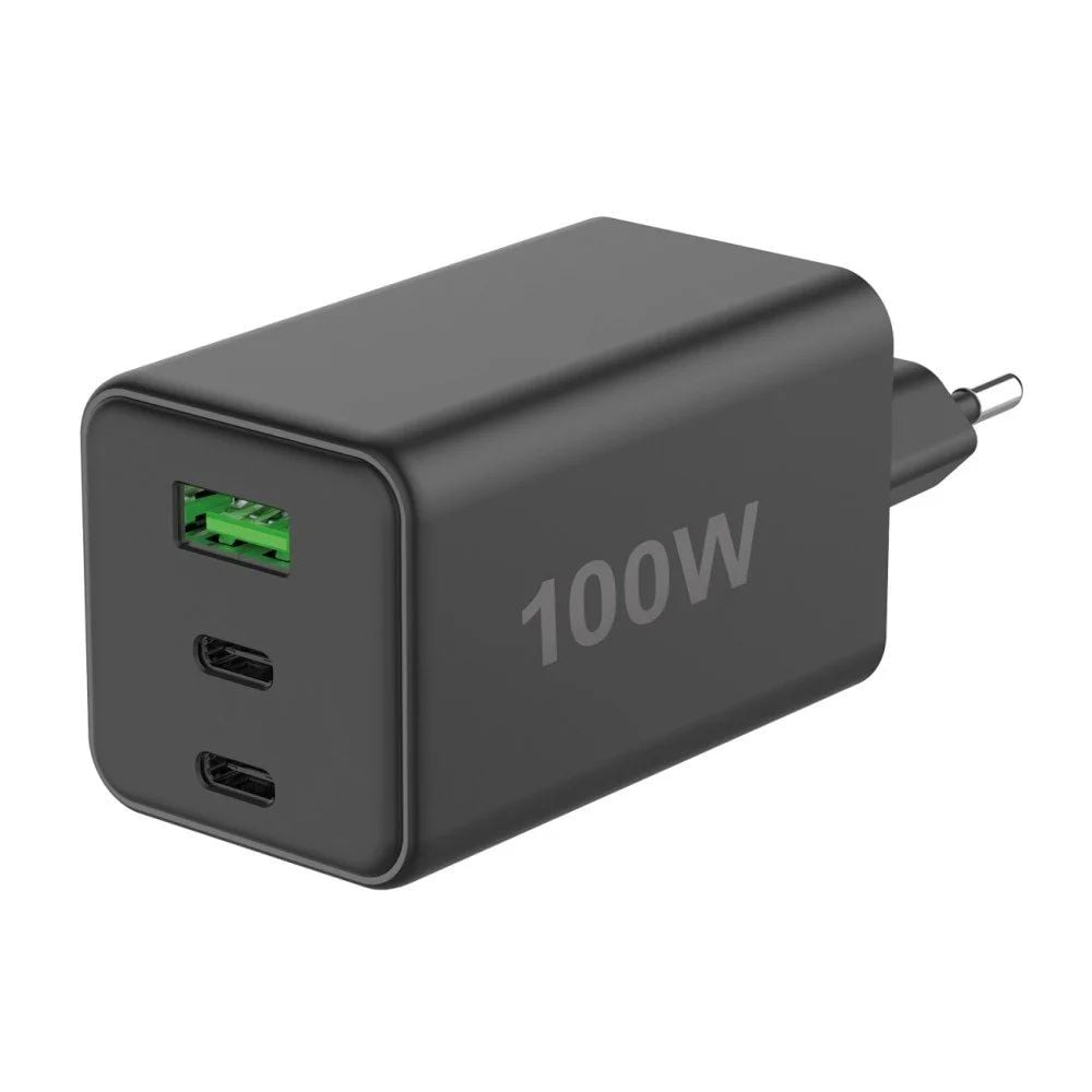 Caricabatterie da viaggio veloce ultracompatto e potente con porte USB-A e due porte USB Type-C® per la ricarica rapida di tutti i dispositivi compatibili con USB-C™ e USB-A. La porta USB-A è dotata di tecnologia Fast Charge e fornisce fi