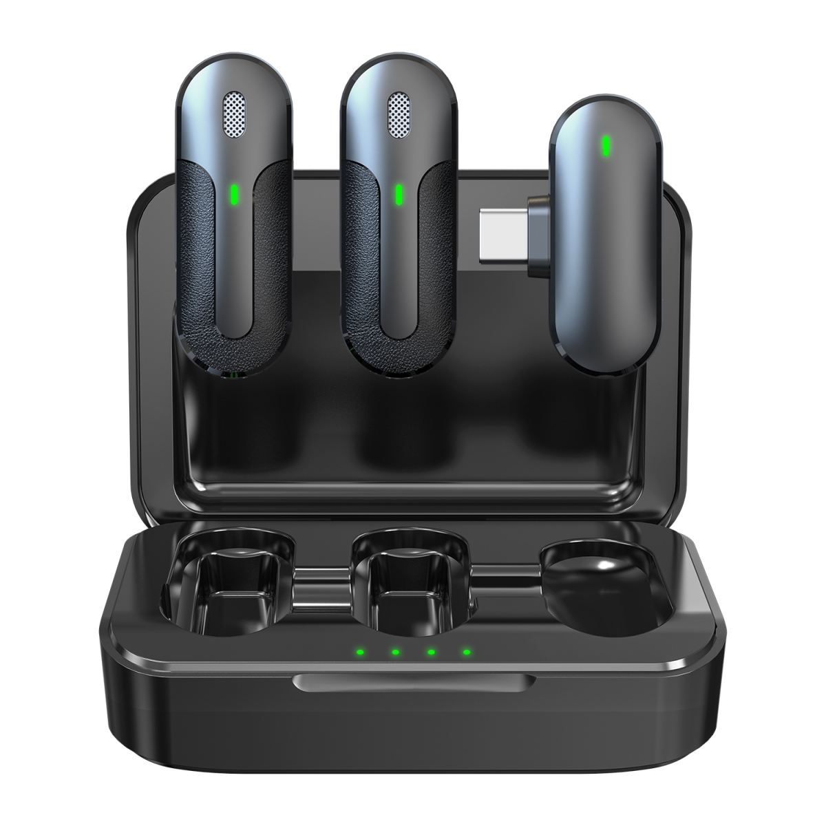 Set 2 Mini Microfoni Lavalier Wireless con Ricevitore USB-C™ e Custodia di Ricarica, TX301