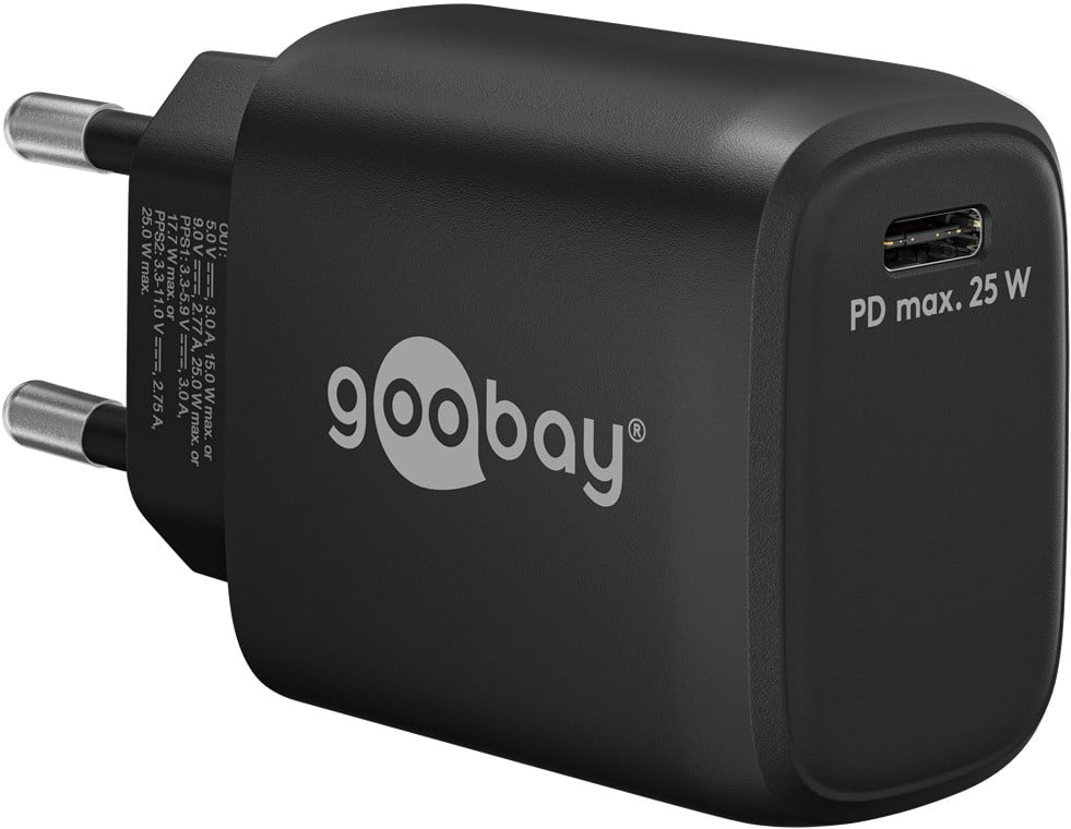 Caricatore Alimentatore GaN USB-C™ PD da Muro 25W Nero