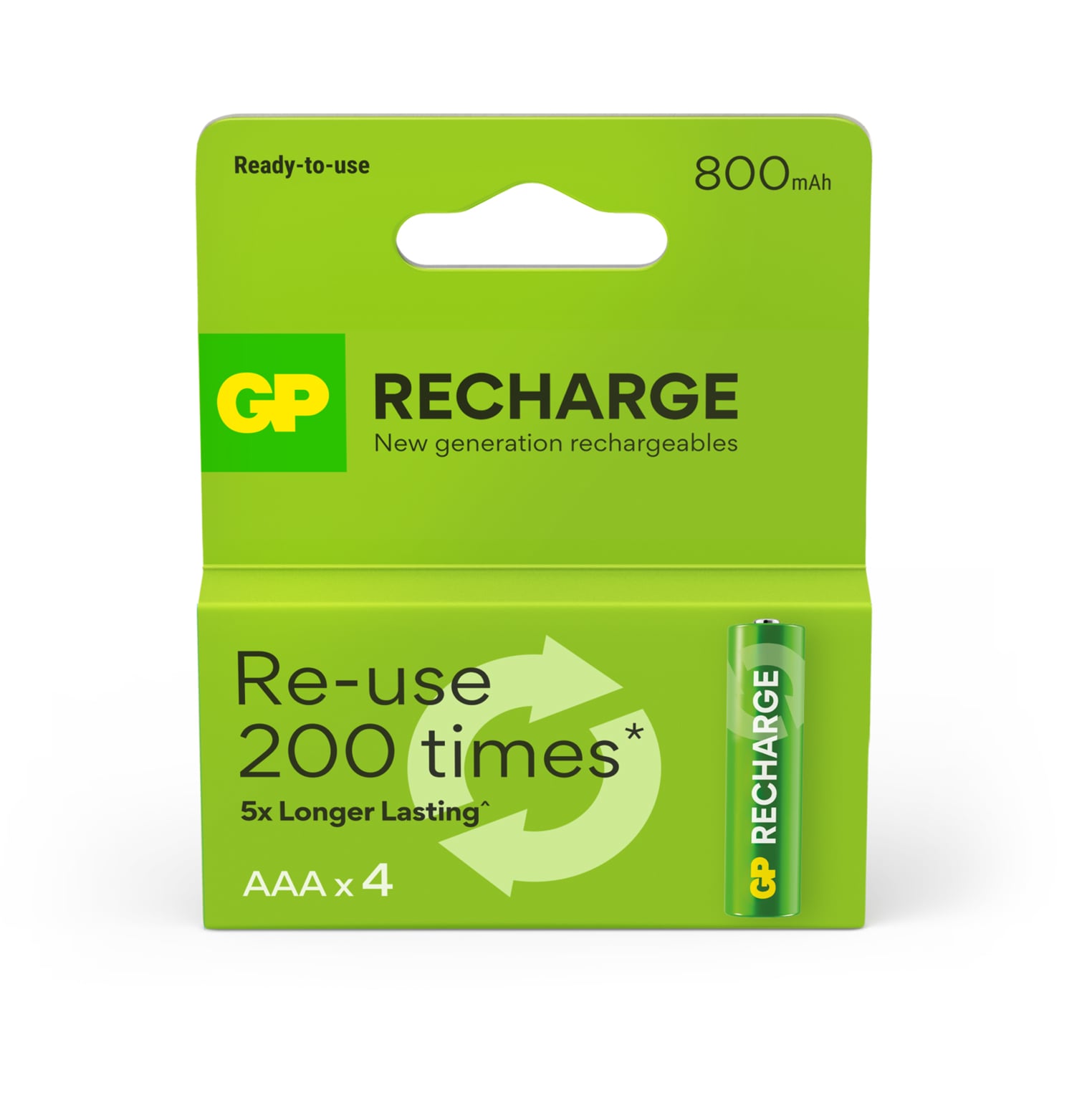 Blister 4 Batterie Ricaricabili AAA Mini Stilo 800 mAh GP ReCyko