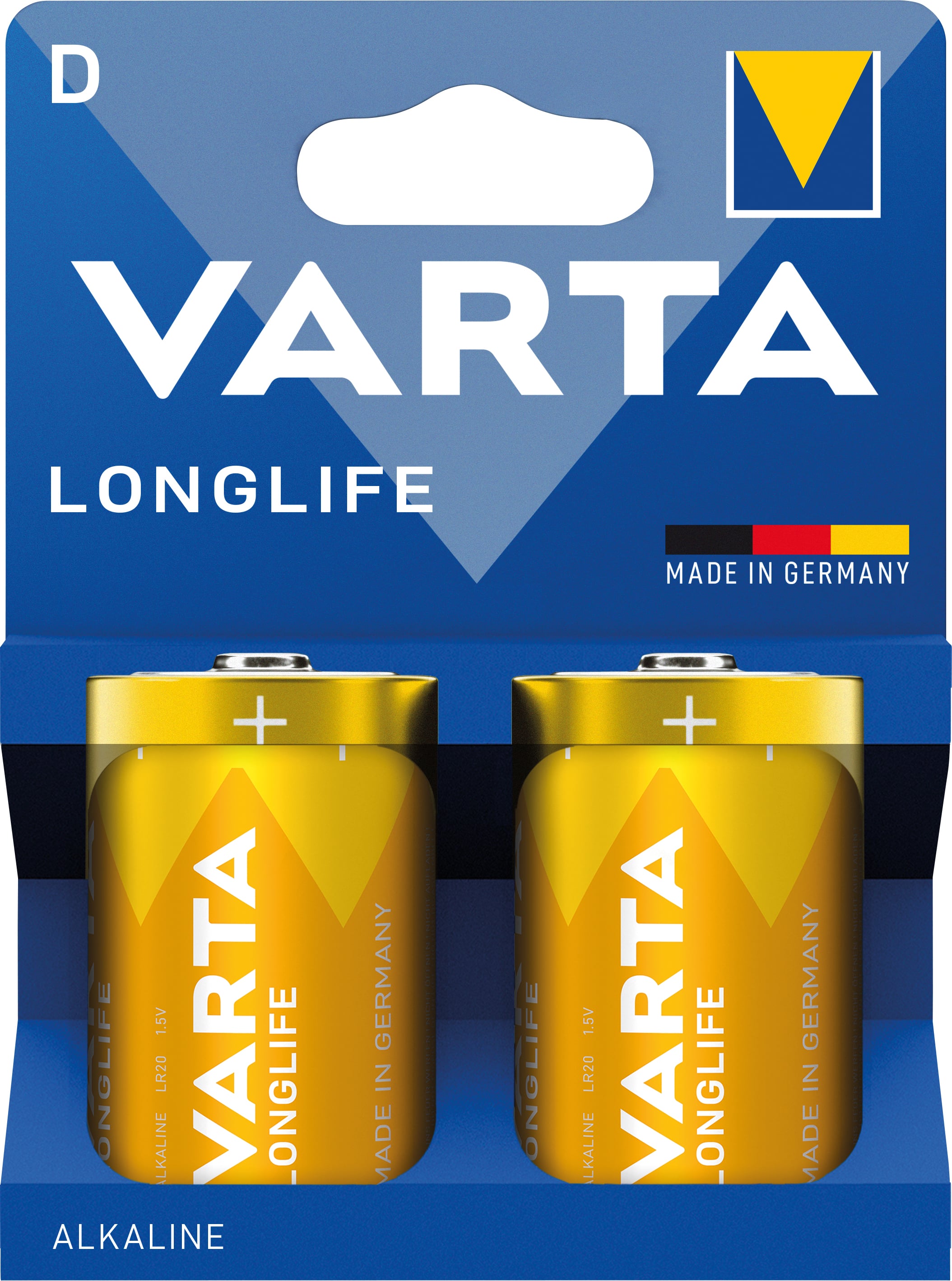 Blister 2 Batterie 1.5V Longlife Alcalina D Torcia