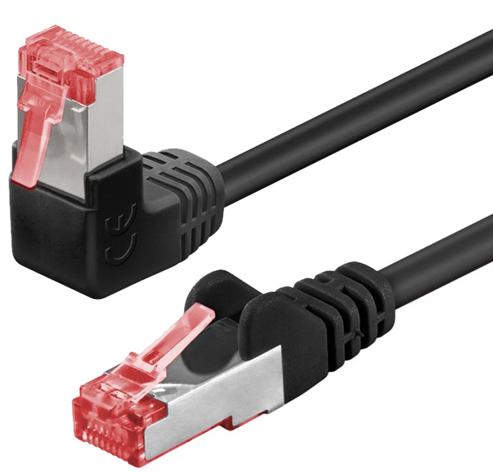 Cavo di rete Patch Connettore Angolato 90° Rame Cat.6 S/FTP 0,5m Nero