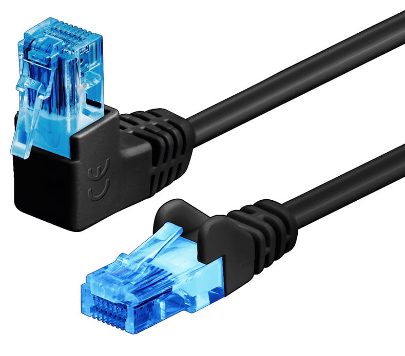 Cavo di rete Patch Connettore Angolato 90° CCA Cat.6A UTP 3m Nero