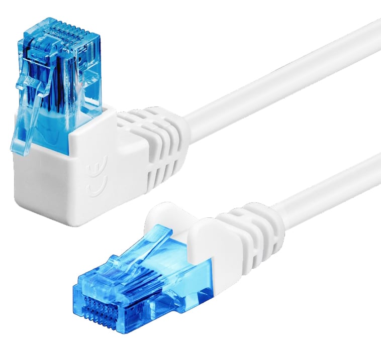 Cavo di rete Patch Connettore Angolato 90° CCA Cat.6A UTP 1m Bianco