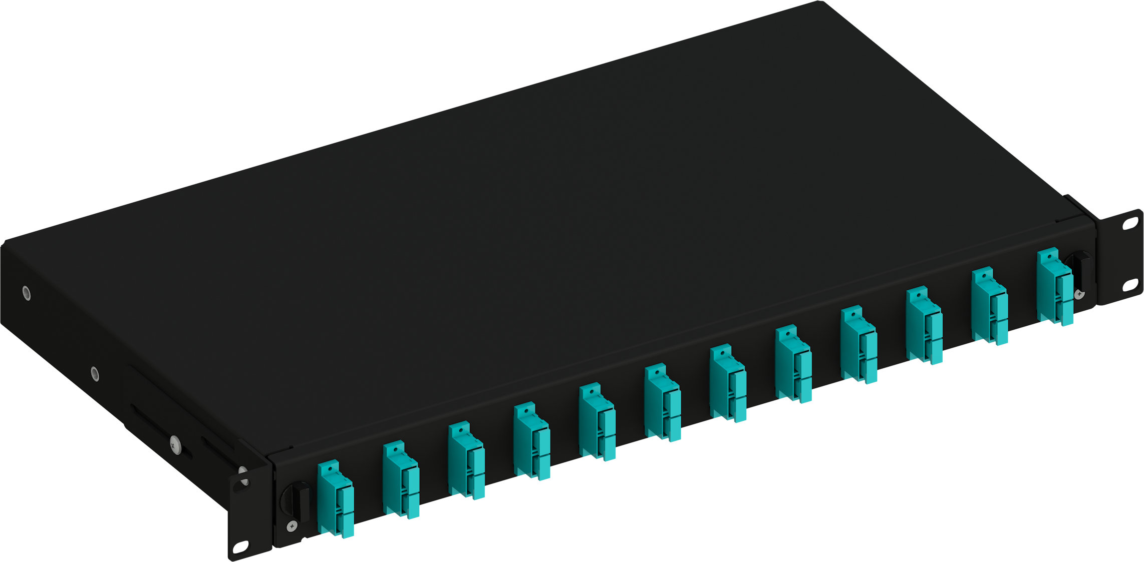 Cassetto Ottico 19'' Scorrevole con 12 Bussole SC Duplex Multimodale OM3 Nero