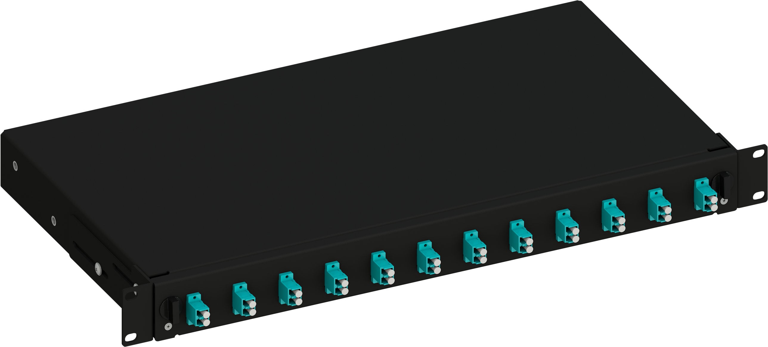 Cassetto Ottico 19'' Scorrevole con 12 Bussole LC Duplex Multimodale OM3 Nero