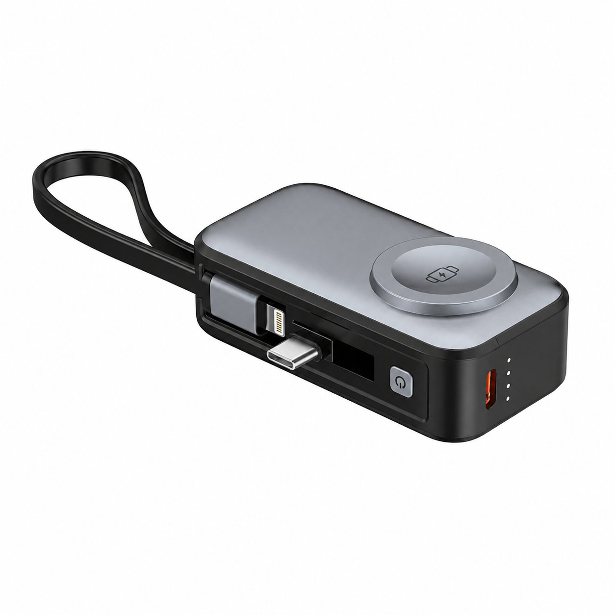 Mini Power Bank 3in1 5000 mAh con 2 porte USB-C™, Nero