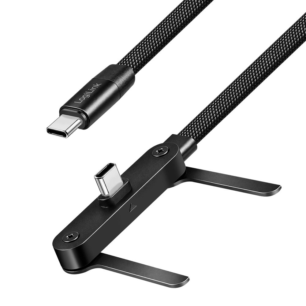 Cavo Dati/Ricarica Rapida USB-C™ M/M 1,5m 480Mbps 240W con Supporto, Nero