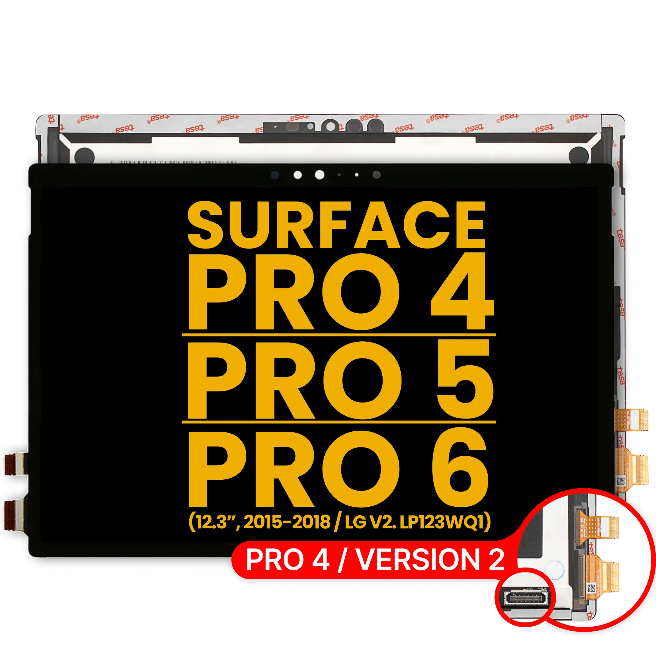 Display LCD completo con Touch screen per Microsoft Surface Pro 4 (1724) (Version 2 / LG LCD Version: LP123WQ1) / Surface Pro 5 (1796) / Surface Pro 6 (1807) (Refurbished) (Nero)