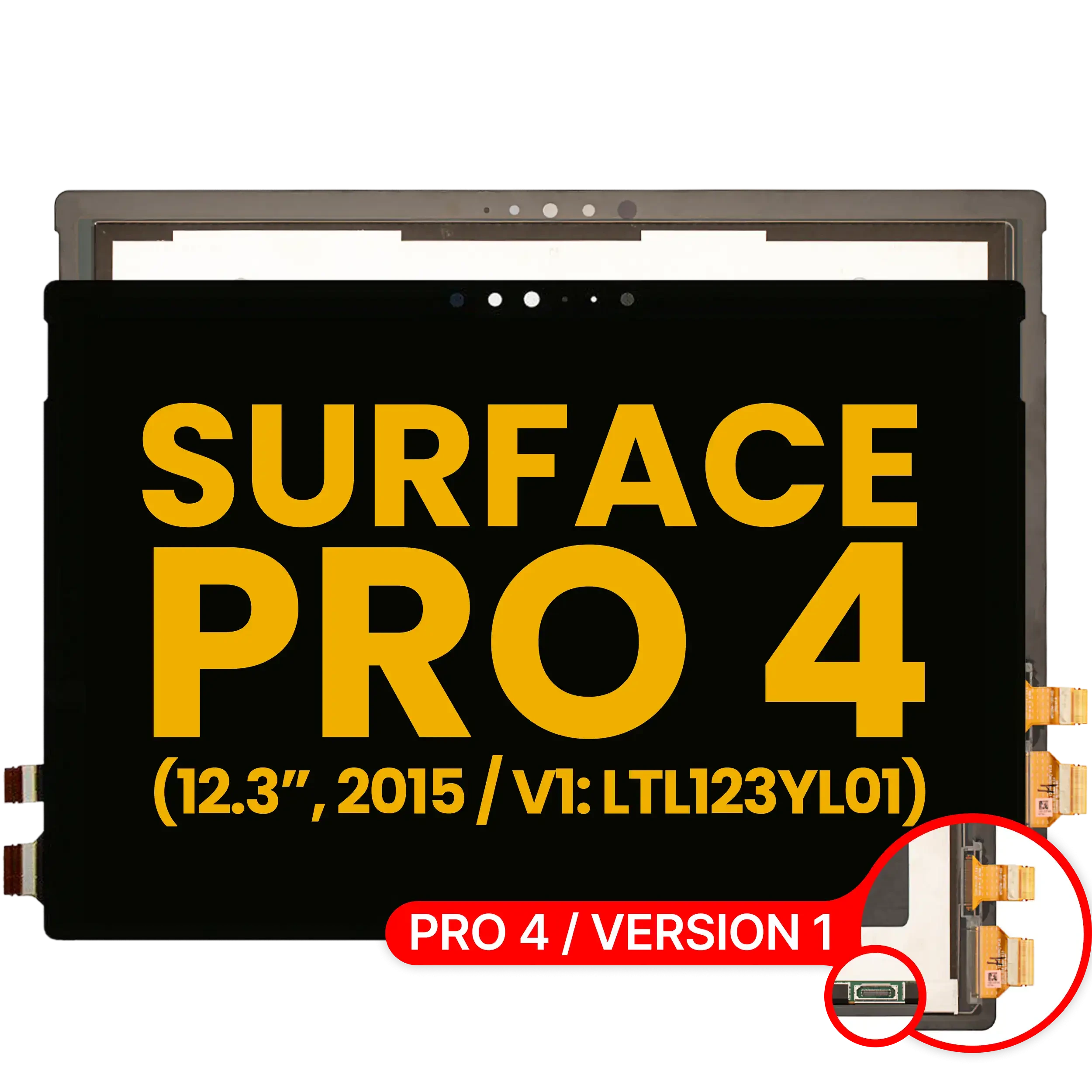 Display LCD completo con Touch screen per Microsoft Surface Pro 4 (Version 1) (1724 / Samsung LCD Version: V1.0 / LTL123YL01) (Refurbished)