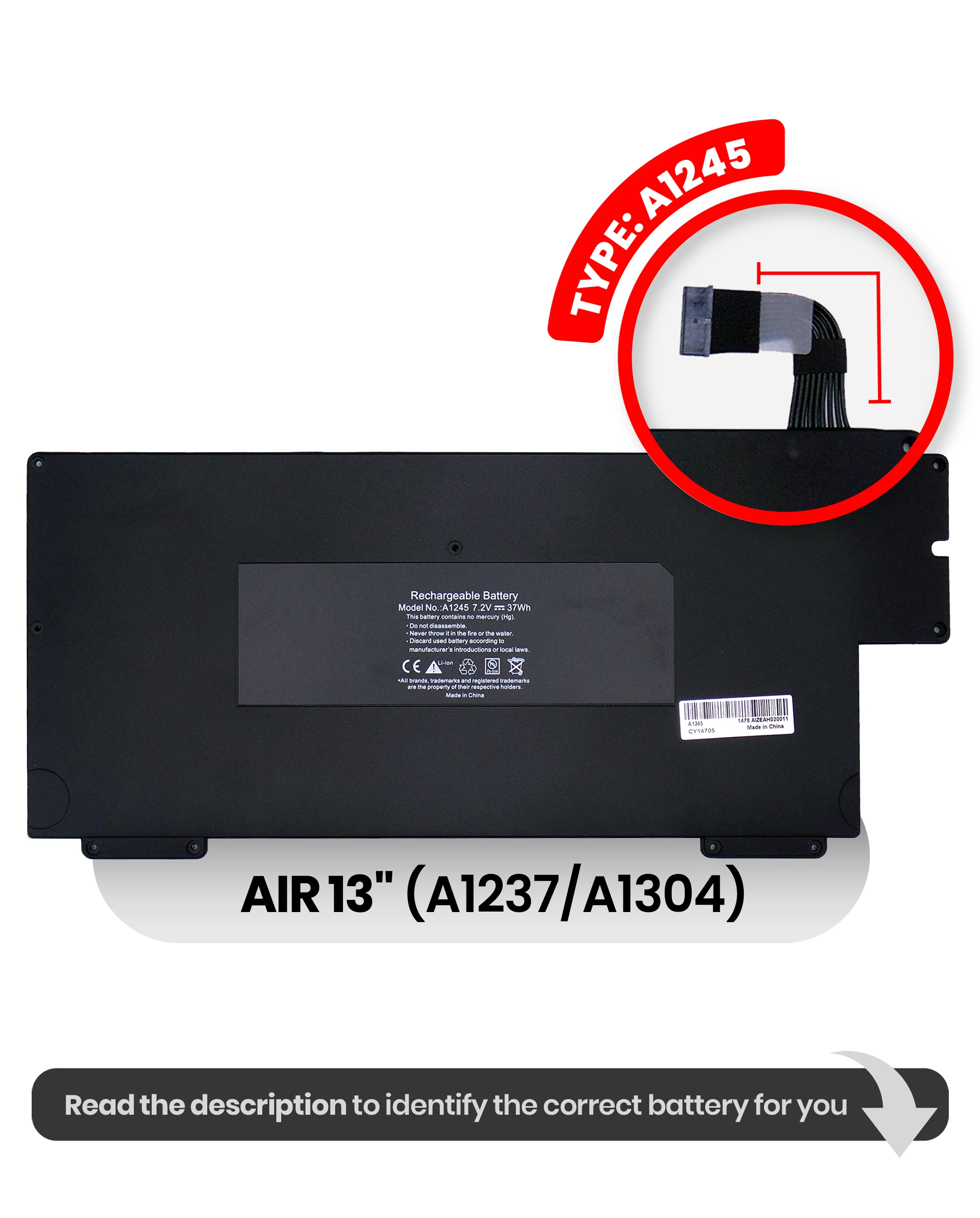 Batteria (A1245) per MacBook Air 13" A1237 (2008) / A1304 (2008-2009)