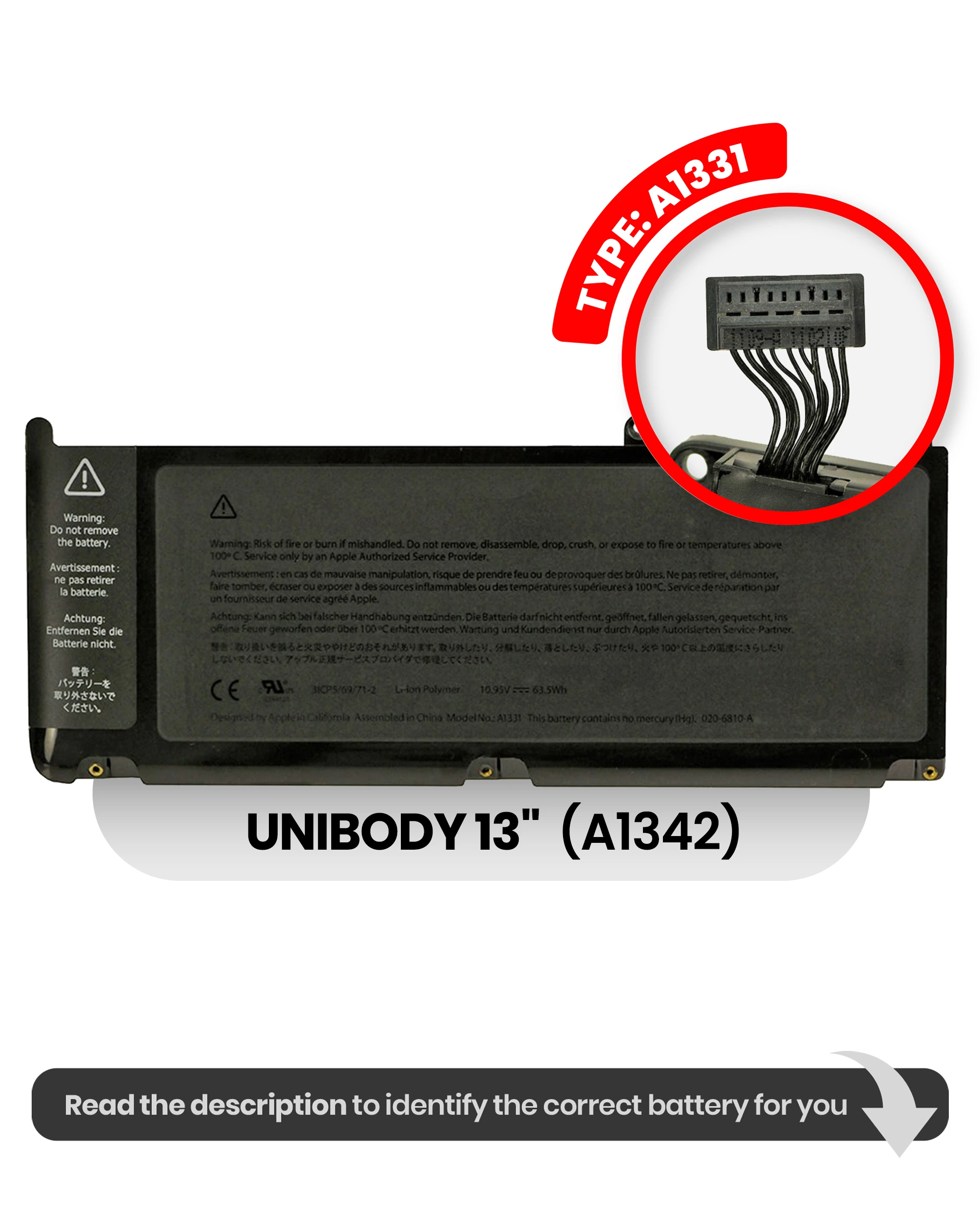 Batteria (A1331) per MacBook 13" A1342 (2009-2010)