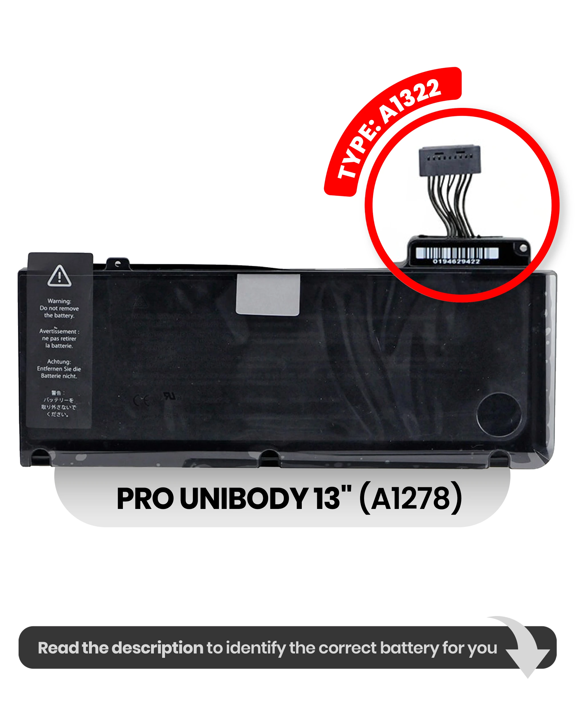 Batteria (A1322) per MacBook Pro 13" A1278 (2009-2012)