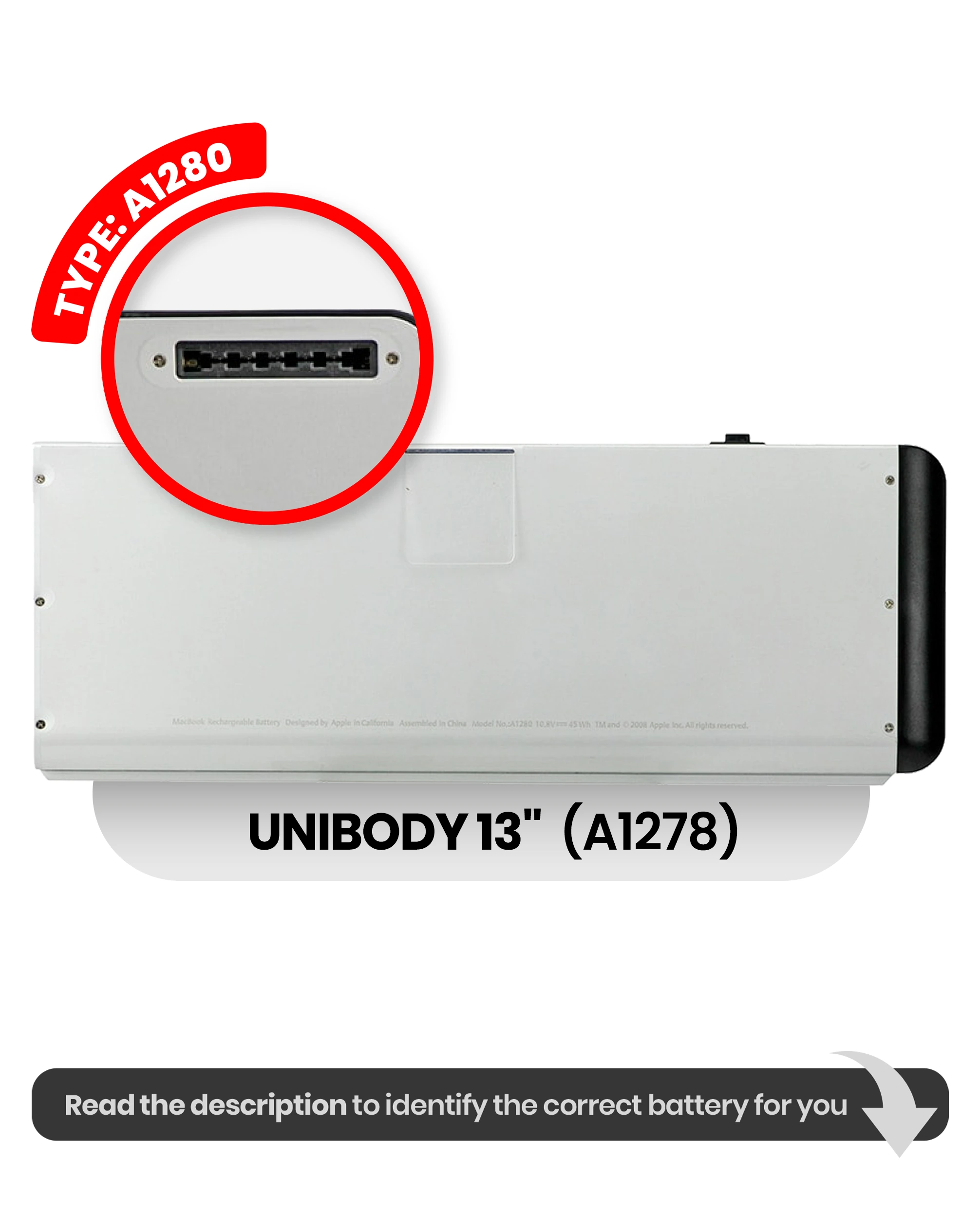 Batteria (A1280) per MacBook 13" A1278 (2008)