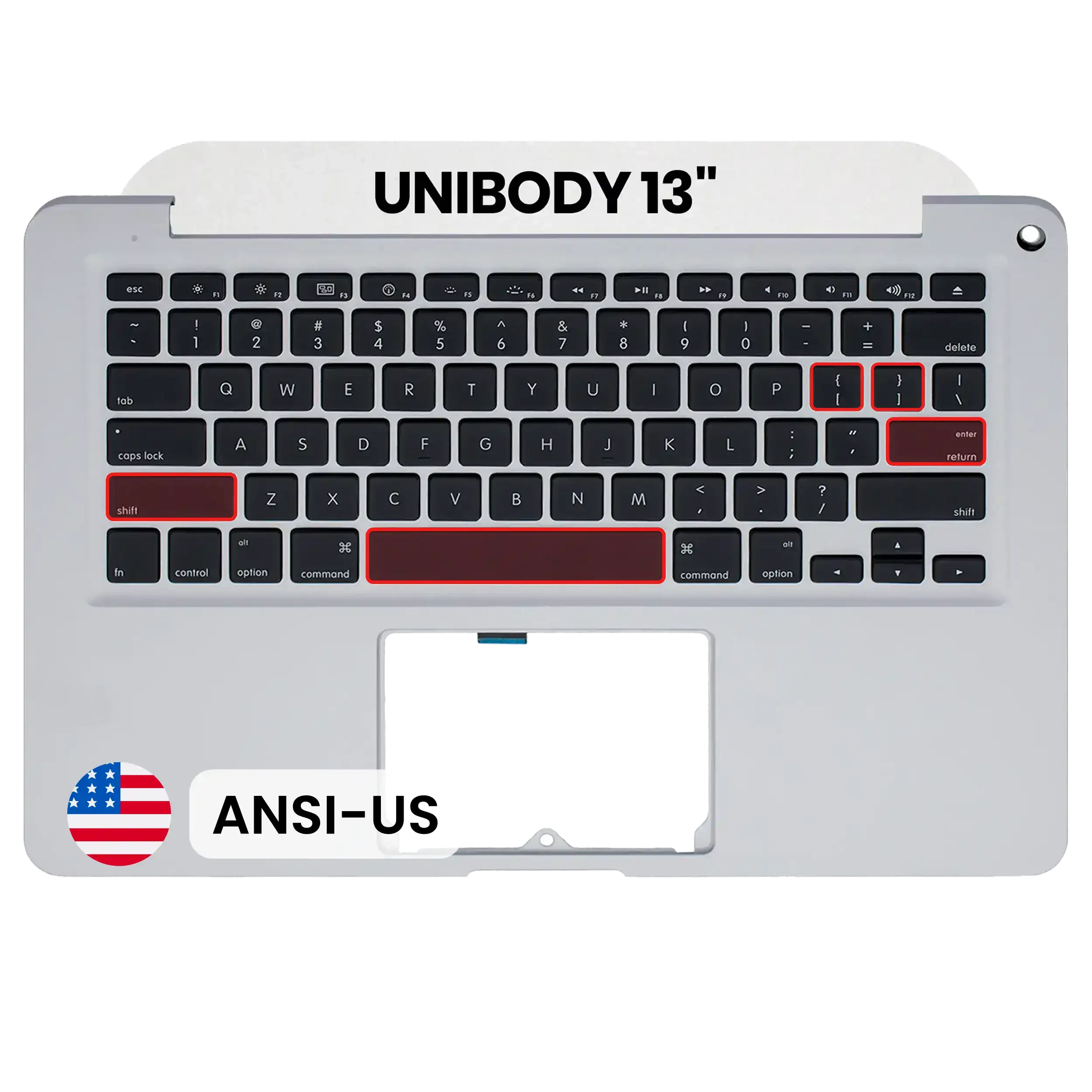 Top Case con tastiera (ANSI US) per MacBook 13" A1278 (2008) (Service Pack New)