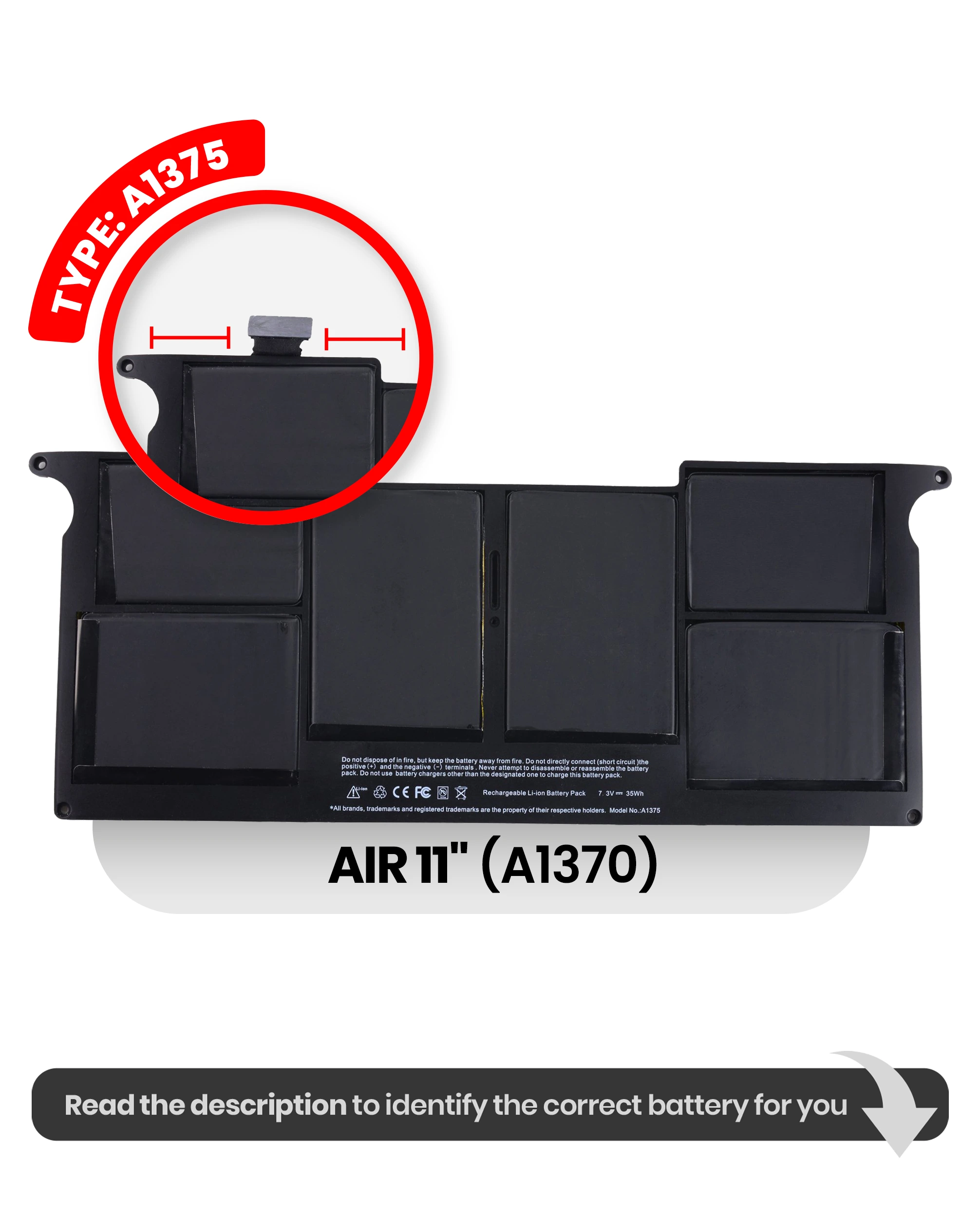 Batteria (A1375) per MacBook Air 11" A1370 (2010)