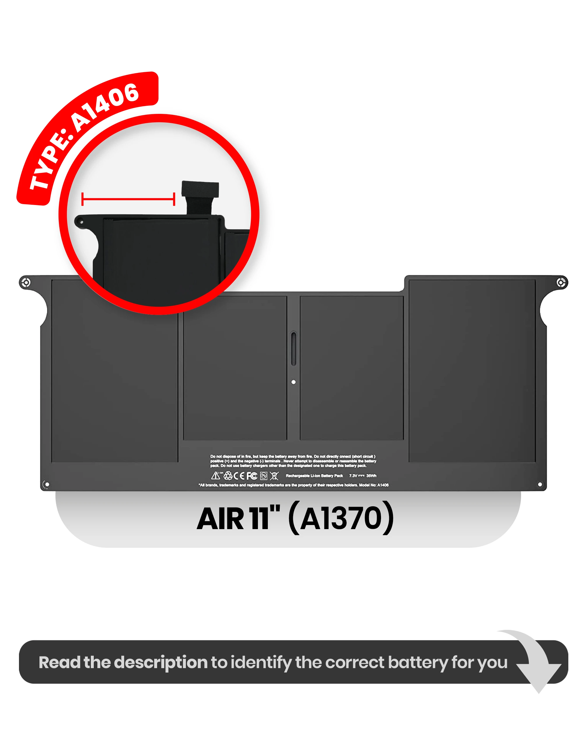 Batteria (A1406) per MacBook Air 11" A1370 (2011) / A1465 (2012)