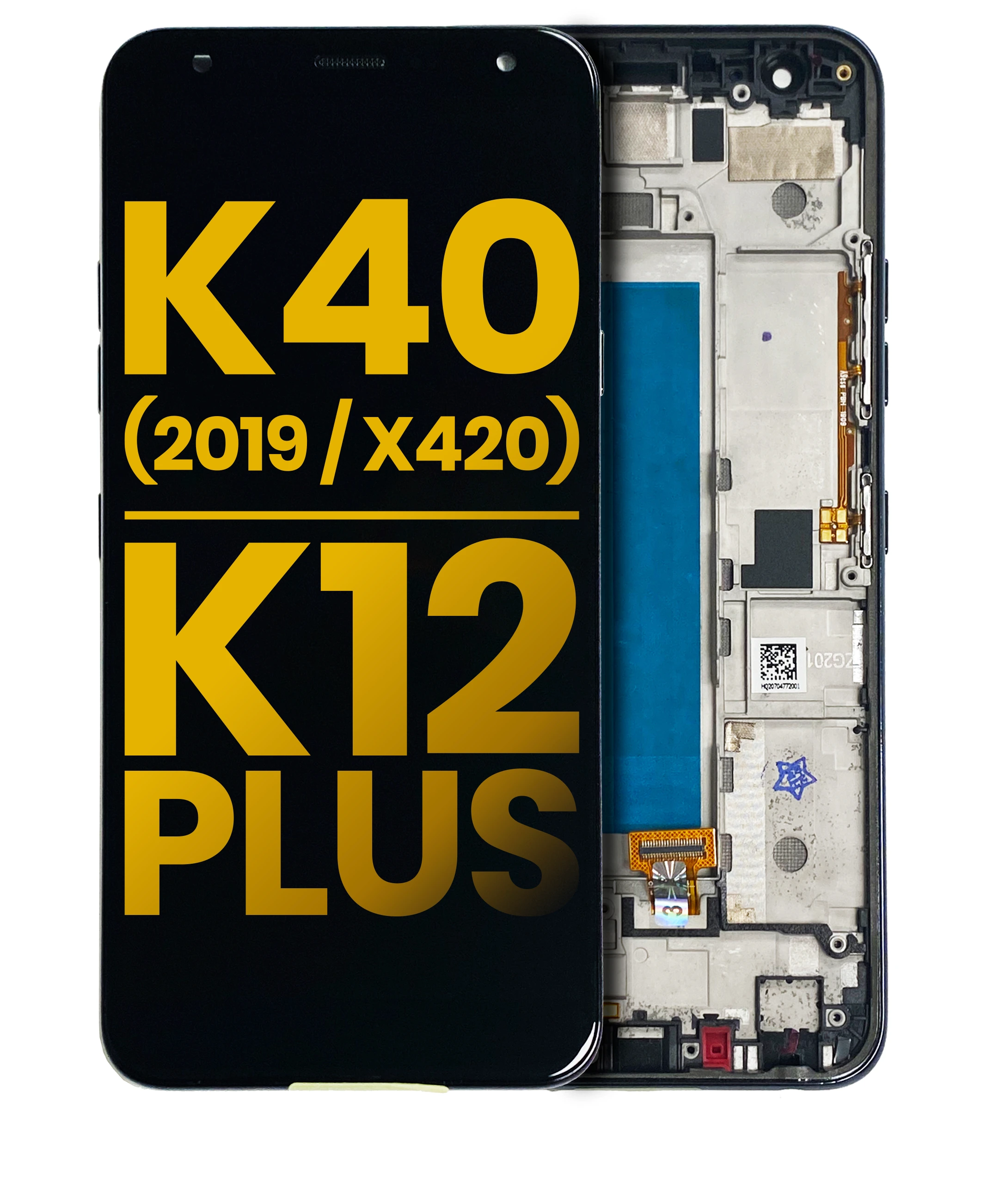 Display LCD completo con Frame per LG K40 (2019 / X420) / K12 Plus (Refurbished) (Nero)