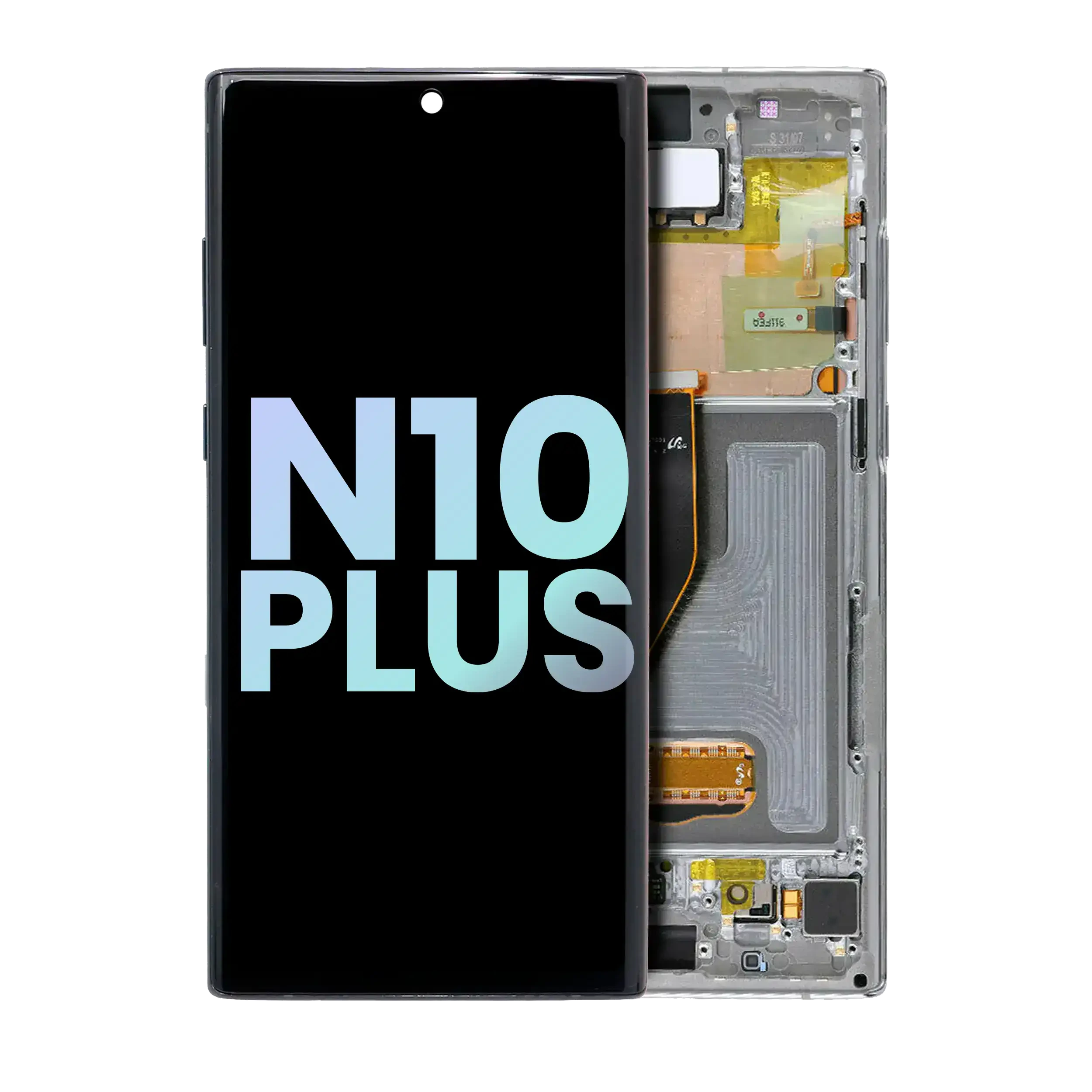 Display OLED completo con Frame per Samsung Galaxy Note 10 Plus / 5G (Service Pack) (Aura Glow / Argento)