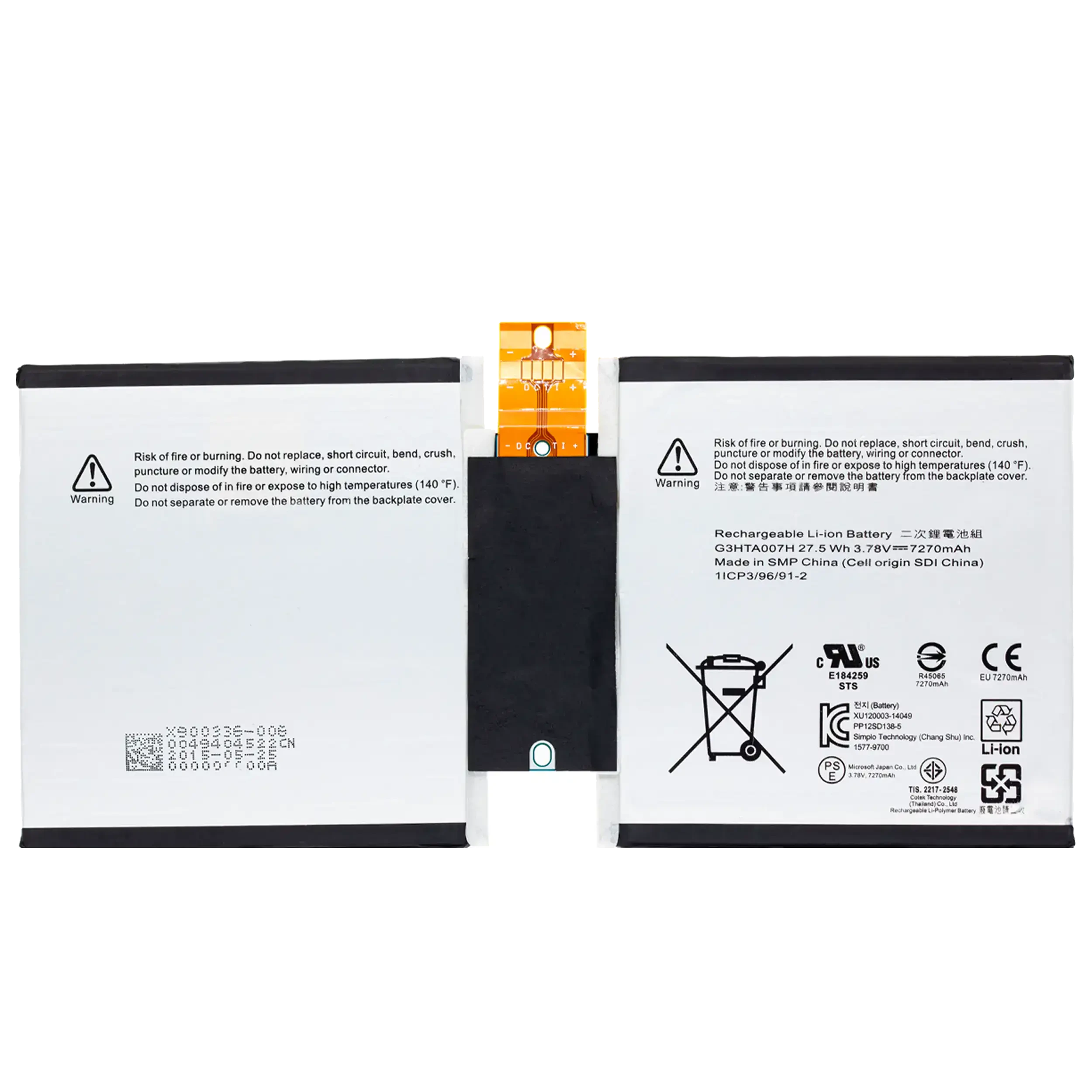 Batteria di ricambio per Microsoft Surface 3 (1645) (G3HTA007H)