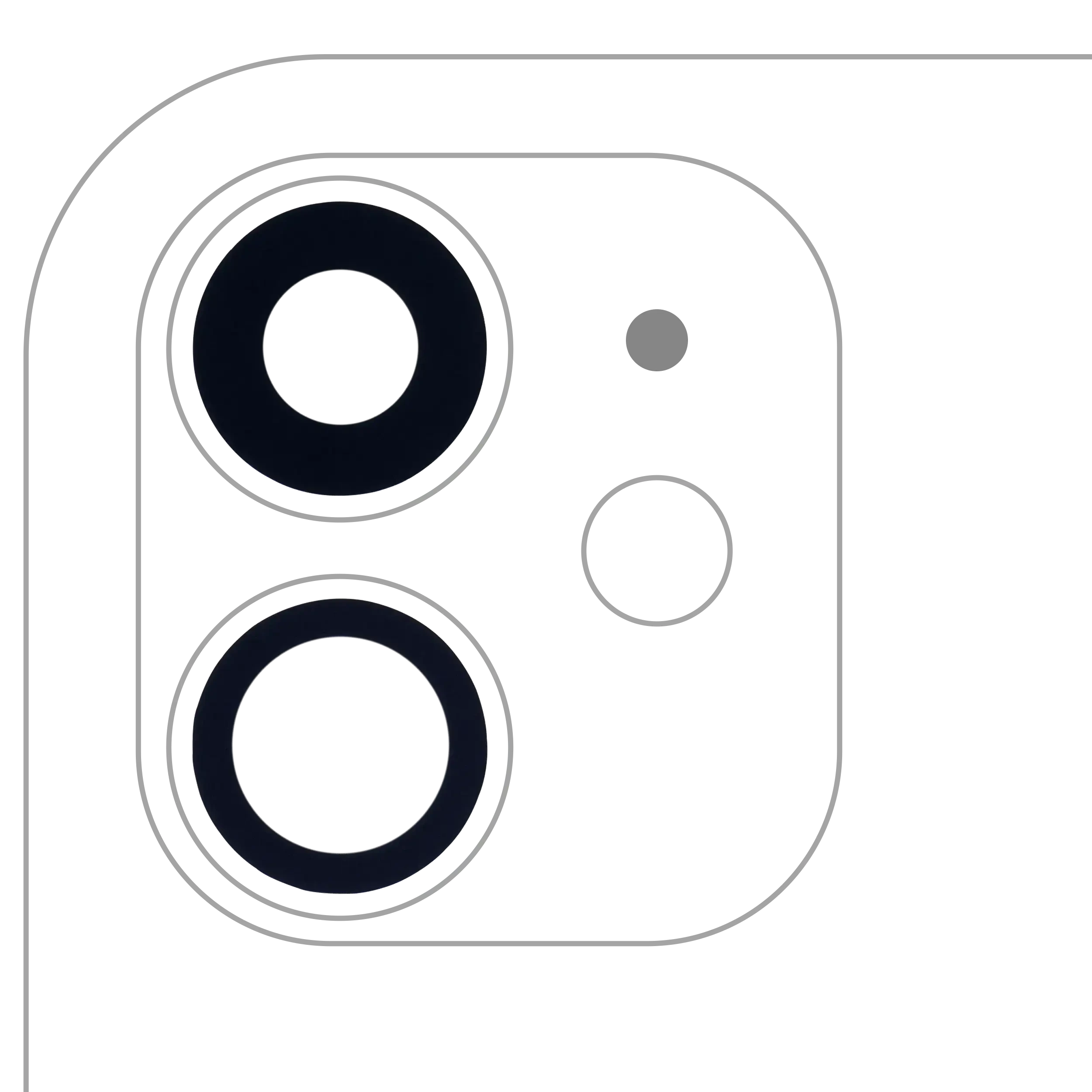 Lente fotocamera posteriore (solo vetro) con adesivo per iPhone 11 (2 set pezzi) (10 pezzi) (Aftermarket Plus)