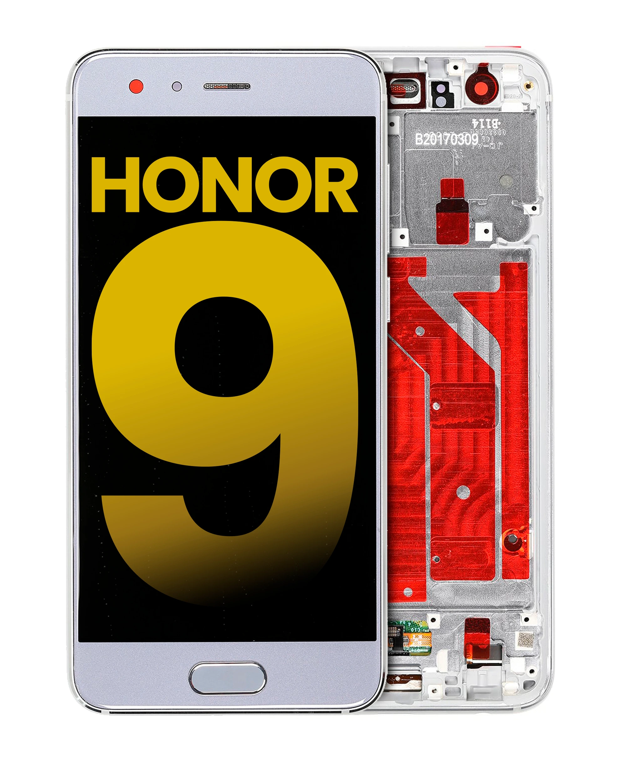Display LCD completo con Frame per Huawei Honor 9 (Refurbished) (Glacier Grigio)